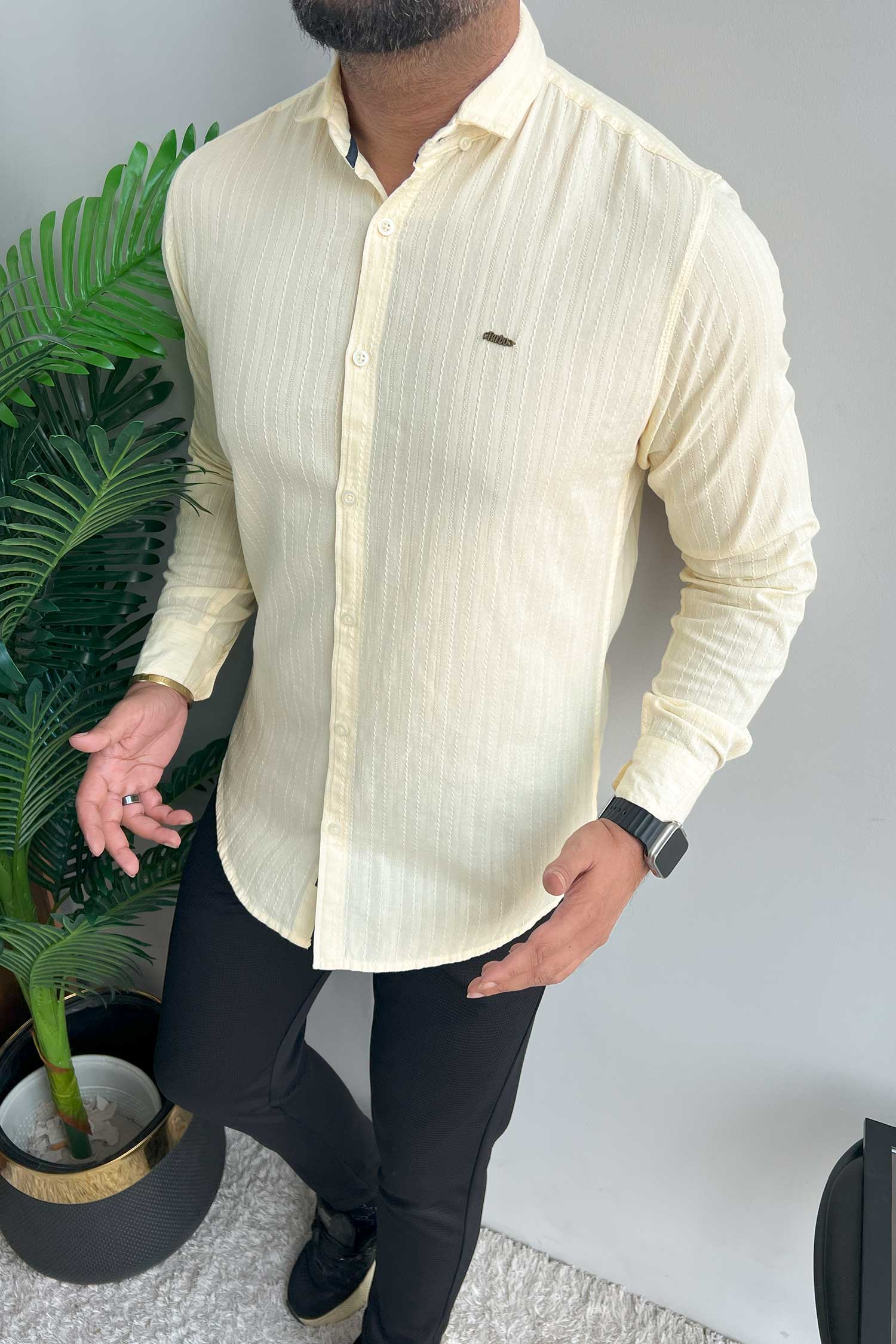 Turbo Billy Textured Knit Long Sleeve Cotton Casual Shirt - Image 5
