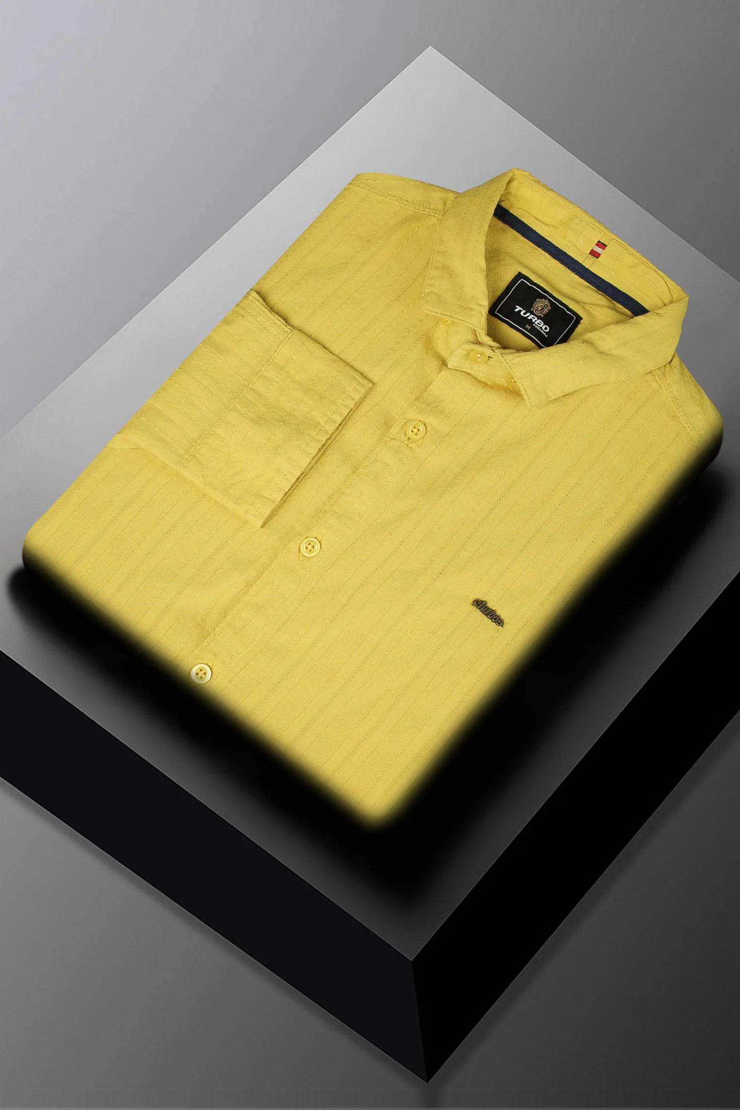 Turbo Billy Textured Knit Long Sleeve Cotton Casual Shirt In Yellow - Image 4
