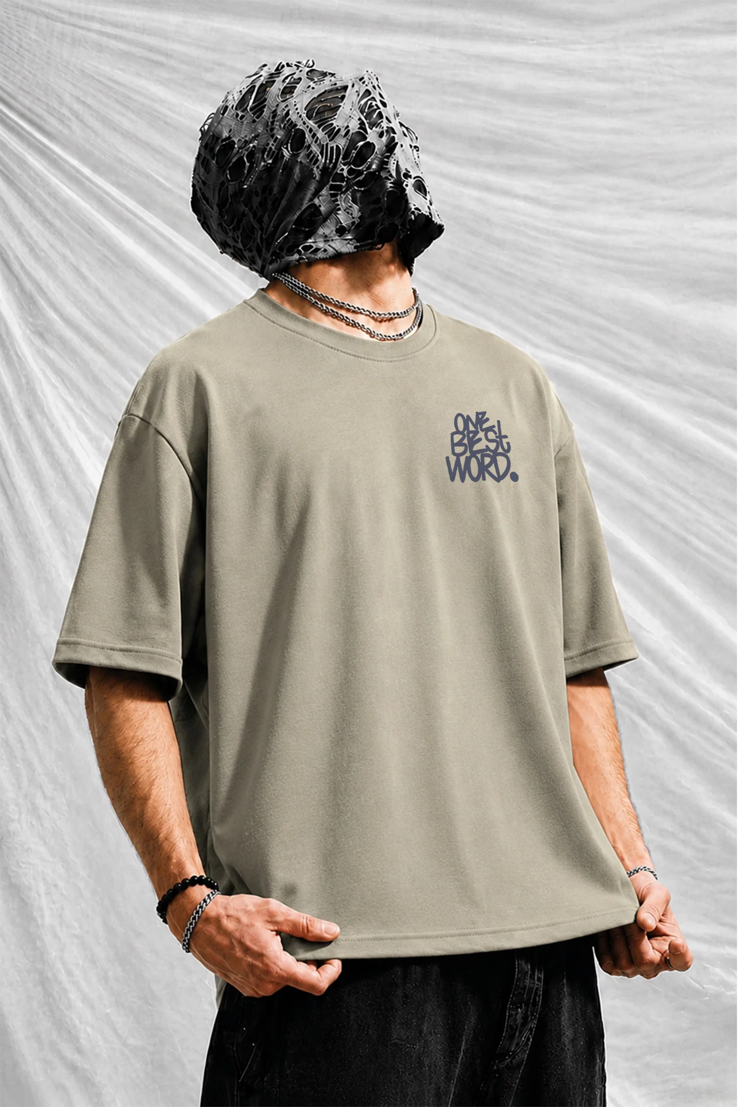 Turbo Bold Culture Men's Oversize Tee In Beige - Image 3