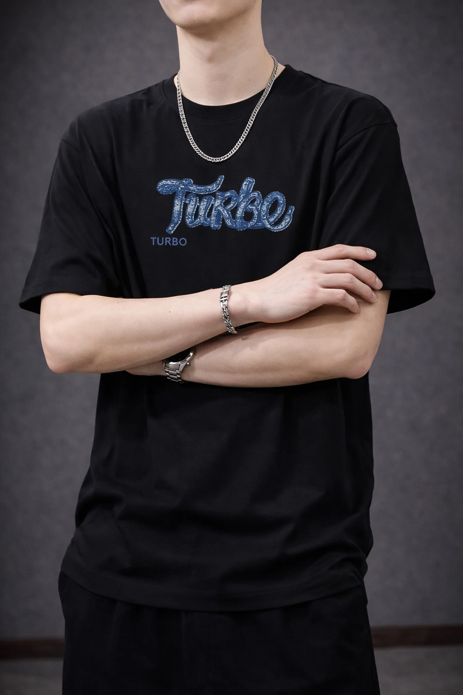 Turbo Bold Font Graphic Tee In Black