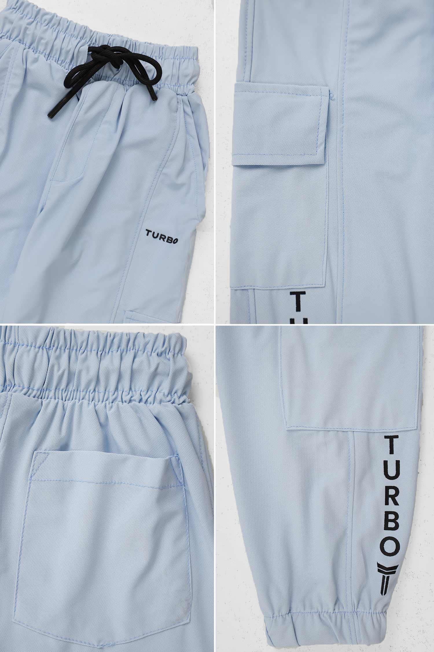 Turbo Casual Cargo Kids Trousers For Boys In Sky Blue - Image 3