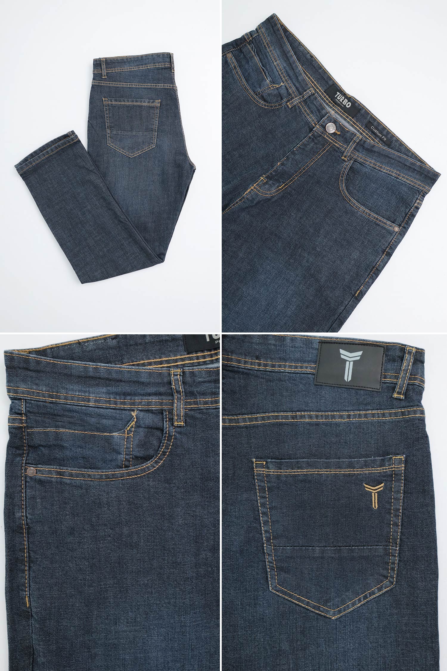 Turbo Casual Core Straight Denim Jeans In Dark Navy - Image 4