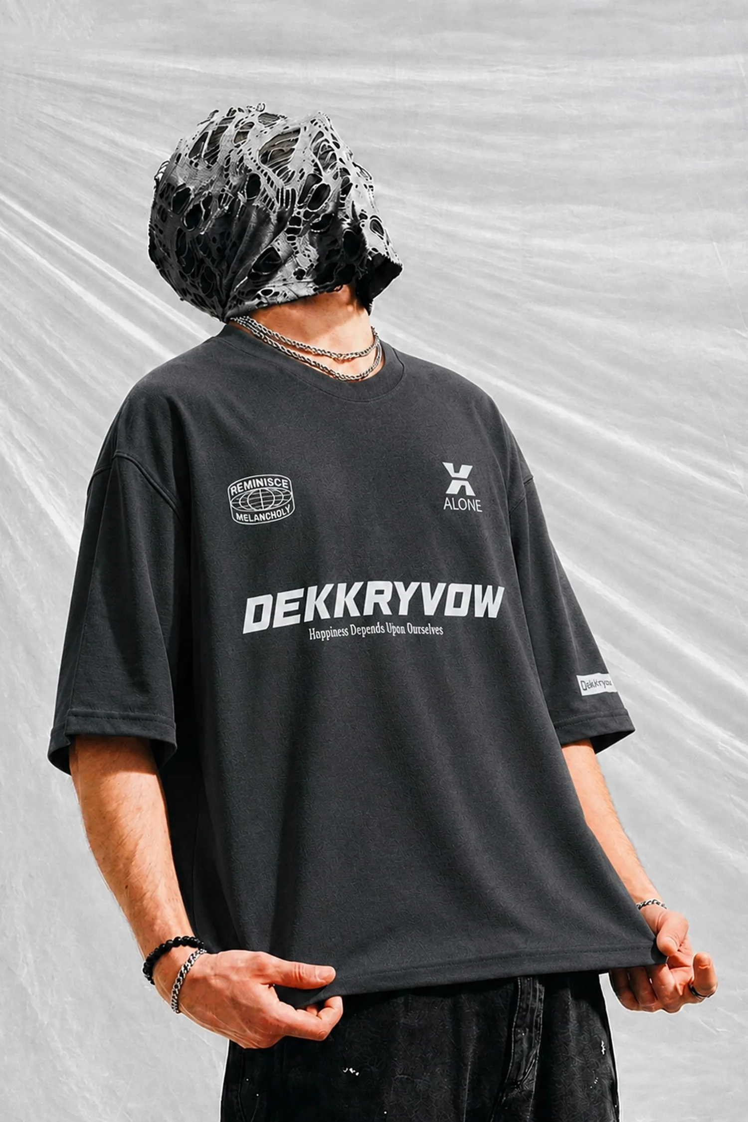 Turbo Casual Graphic Slogan Oversize Men's Tee In Charcoal Grey - Image 3