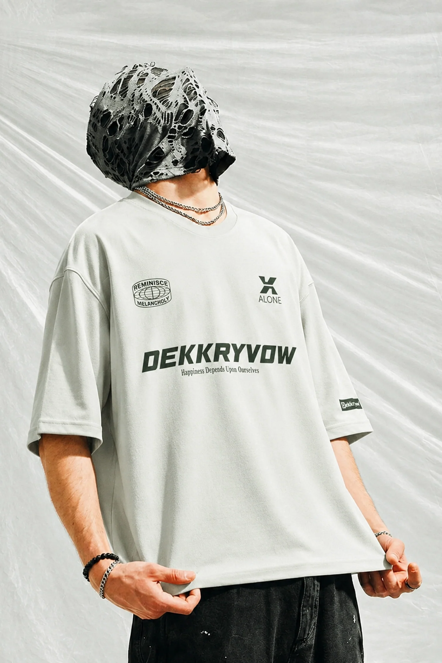 Turbo Casual Graphic Slogan Oversize Men's Tee In Cream - Image 3