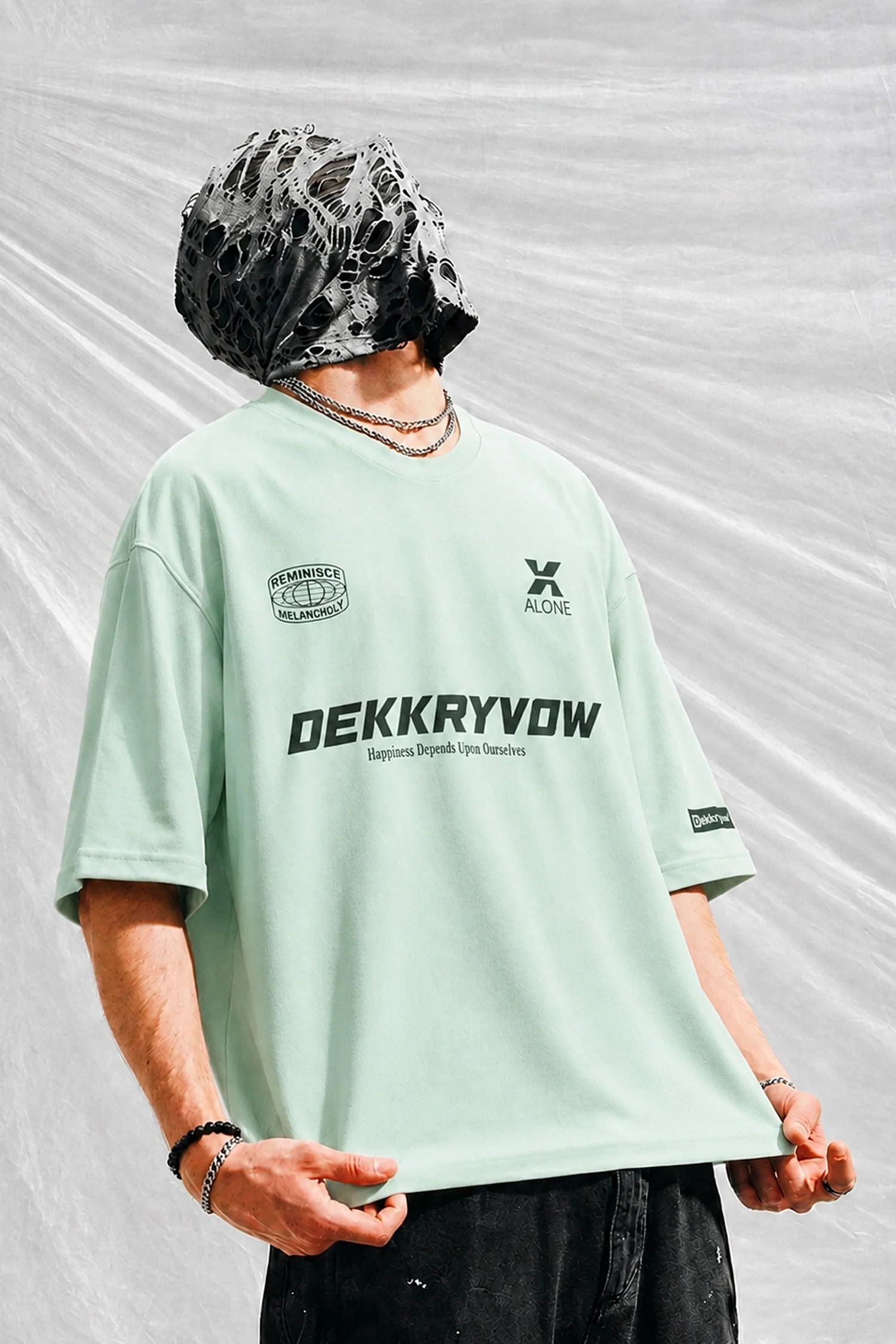 Turbo Casual Graphic Slogan Oversize Men's Tee In Sea Green - Image 3