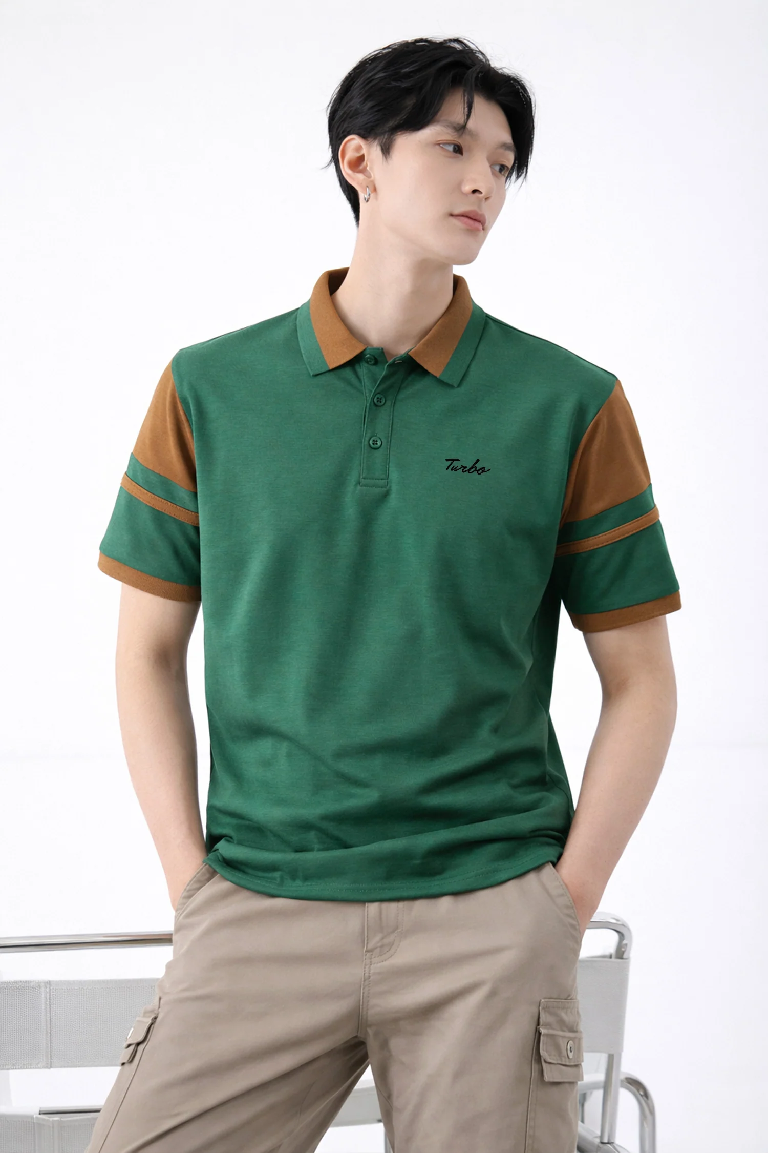 Turbo Casual Holiday Contrasted Men's Polo Shirt - Image 5