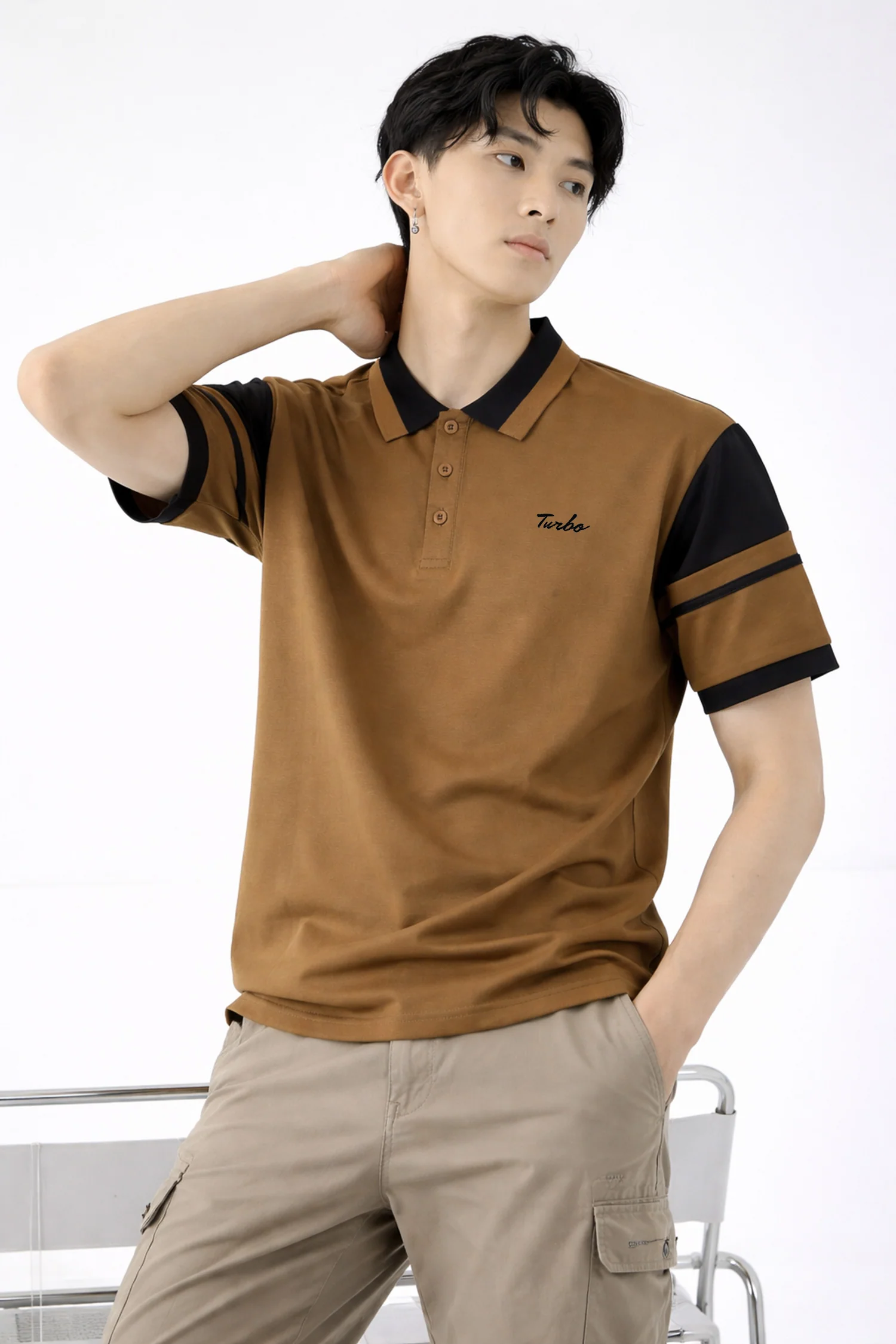 Turbo Casual Holiday Contrasted Men's Polo Shirt - Image 9