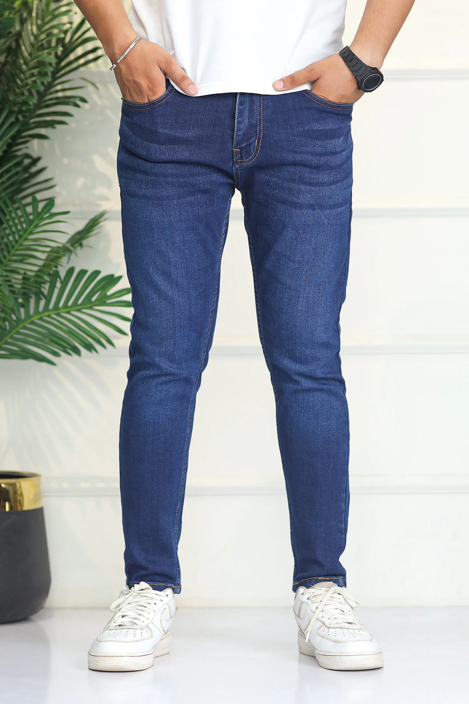 Turbo 'City Crop' Modern Slim Ankle Fit Jeans In Navy Blue - Image 2