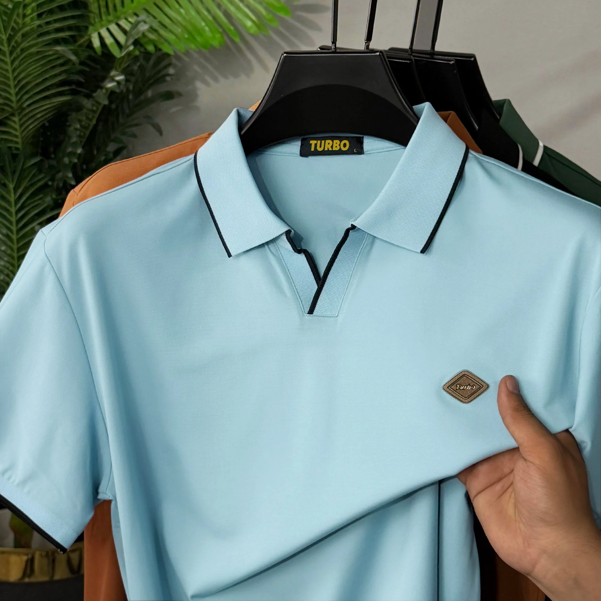Turbo Classic V-Neck Men's Polo Shirt - Image 2