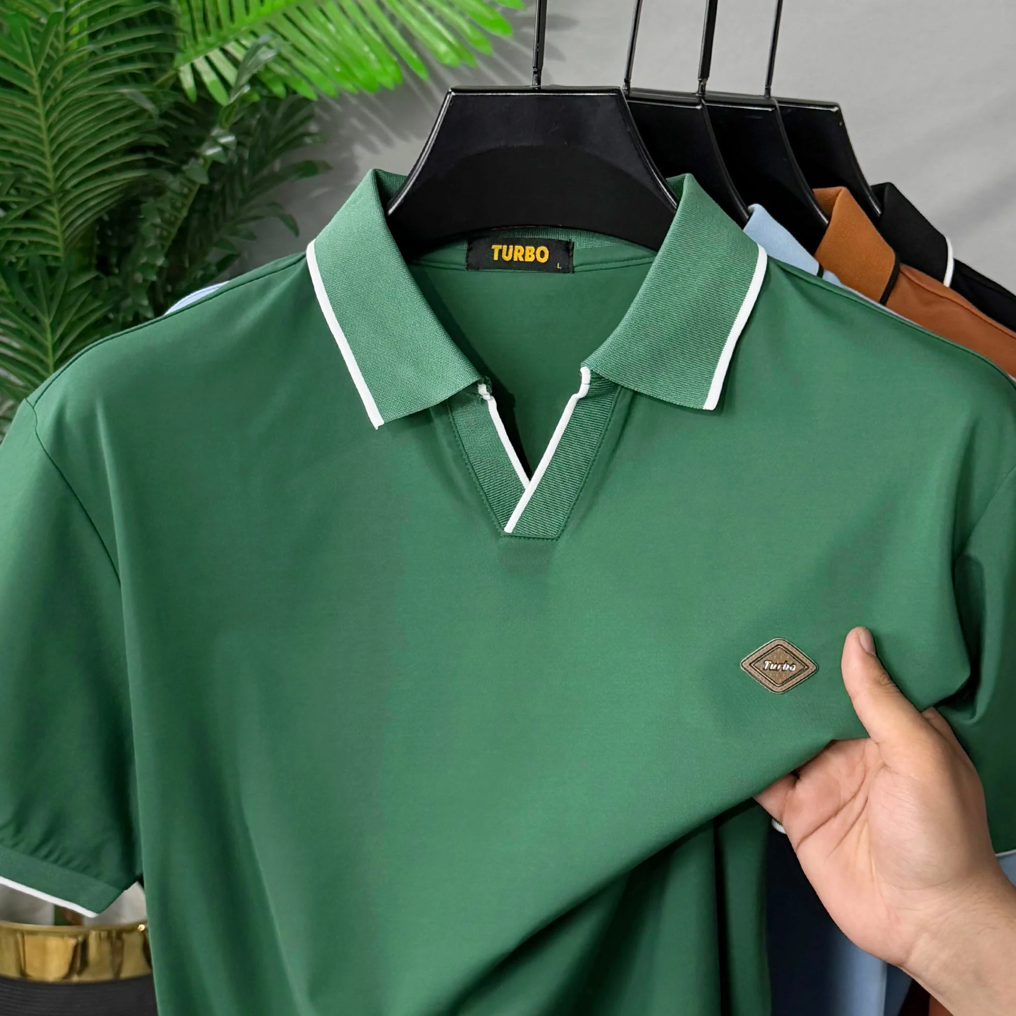 Turbo Classic V-Neck Men's Polo Shirt - Image 6