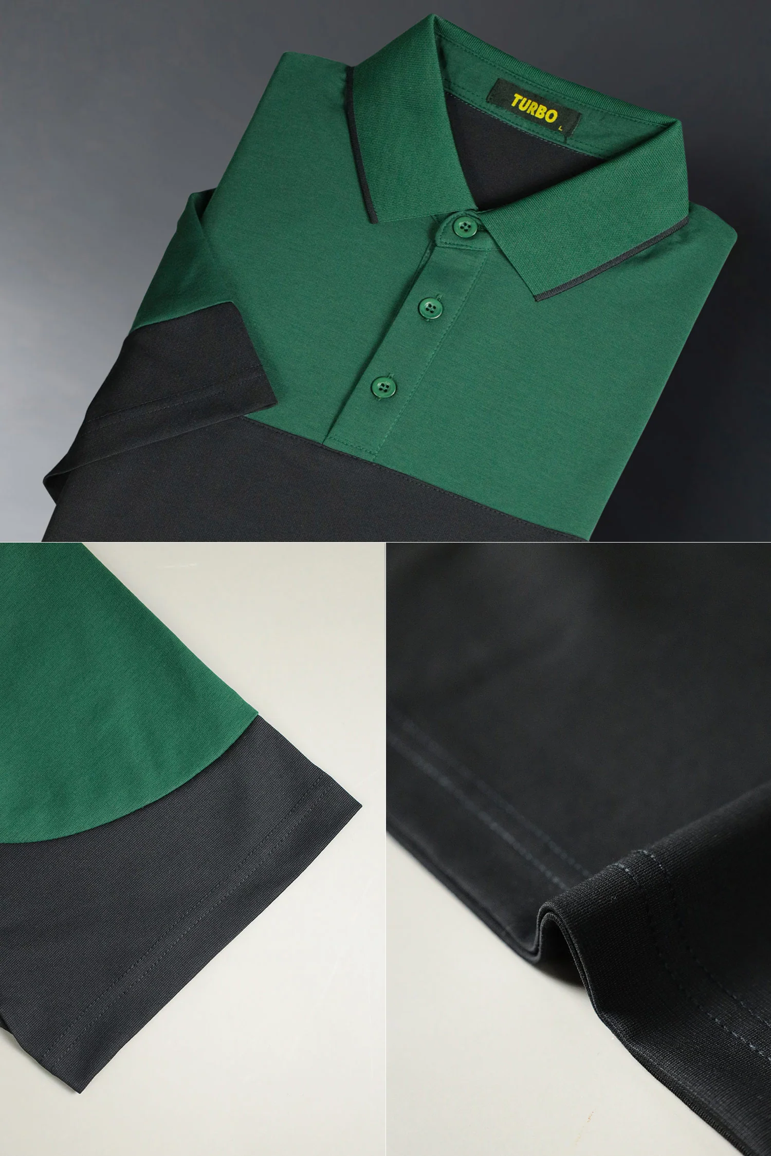 Turbo Color-Blocked Panel Style Men's Polo T-Shirt - Image 3