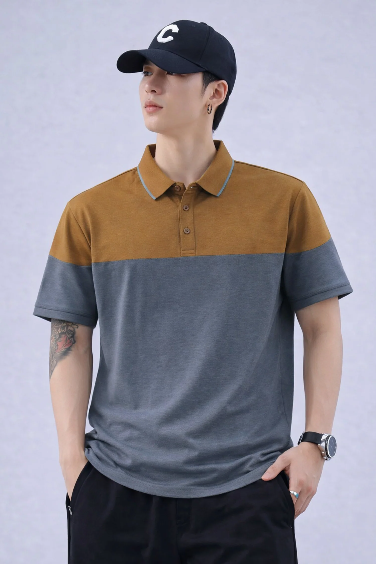 Turbo Color-Blocked Panel Style Men's Polo T-Shirt* - Image 5