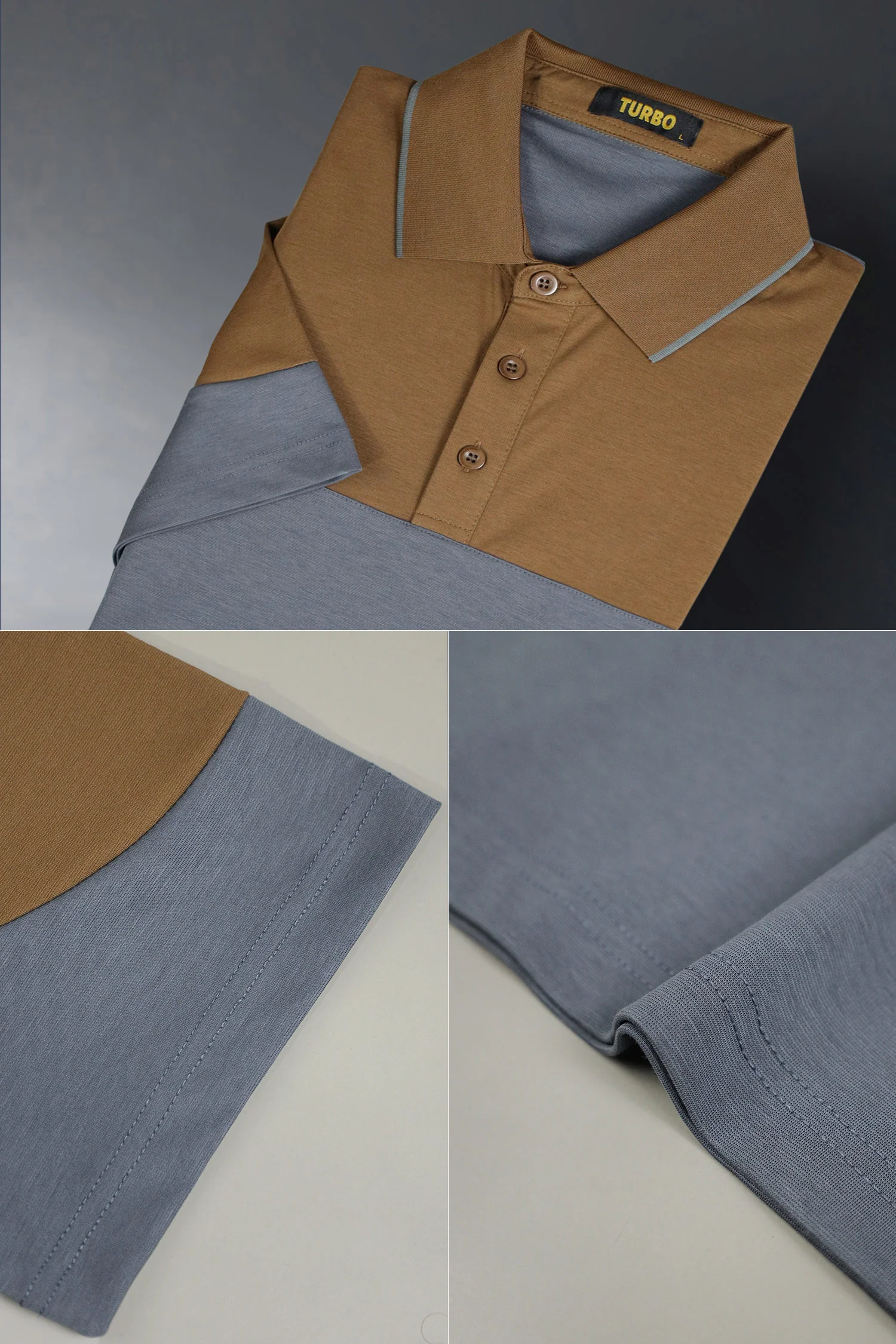 Turbo Color-Blocked Panel Style Men's Polo T-Shirt - Image 6