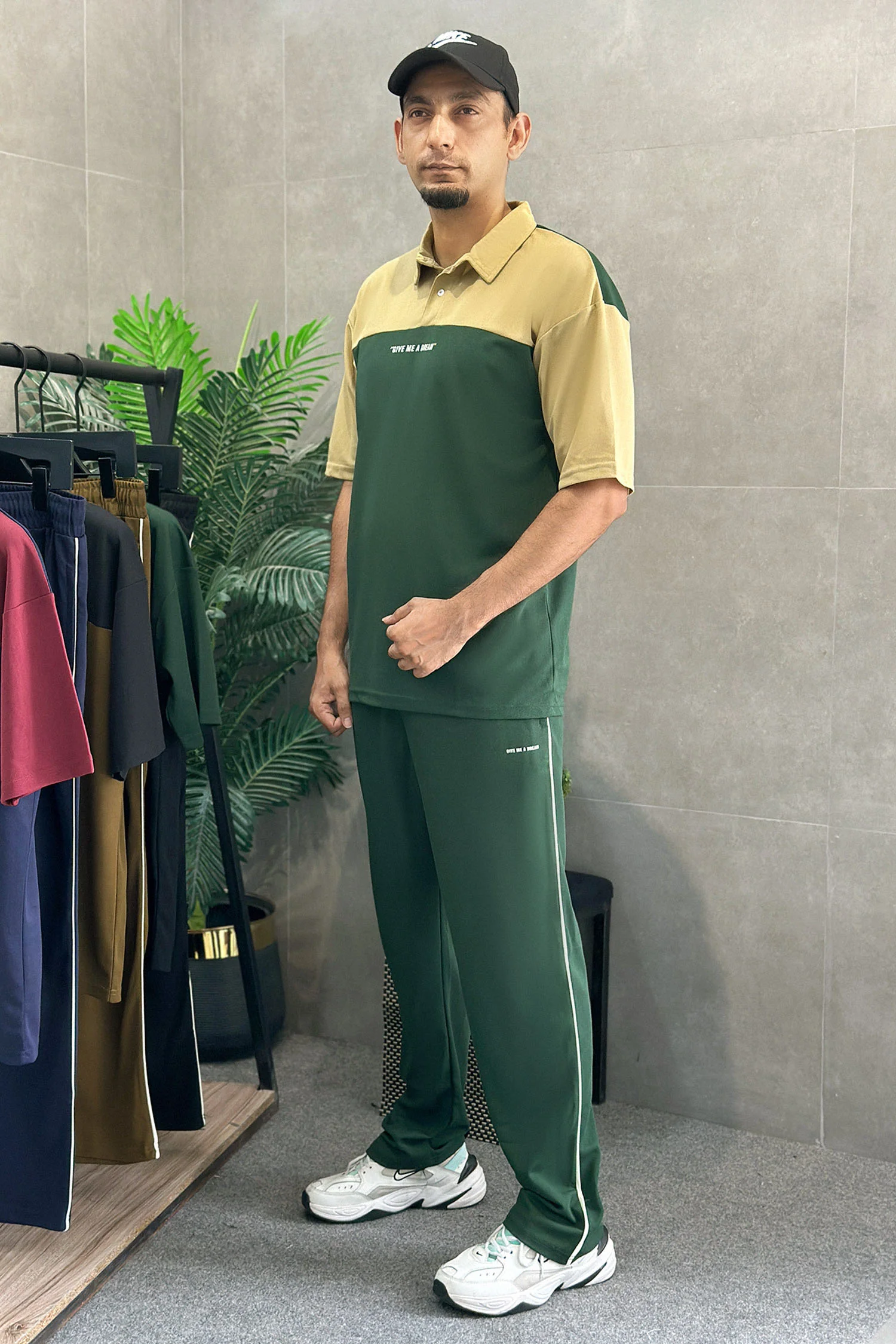 Turbo Colorblock Street Style Men's Co-Ord Set In Green - Image 2