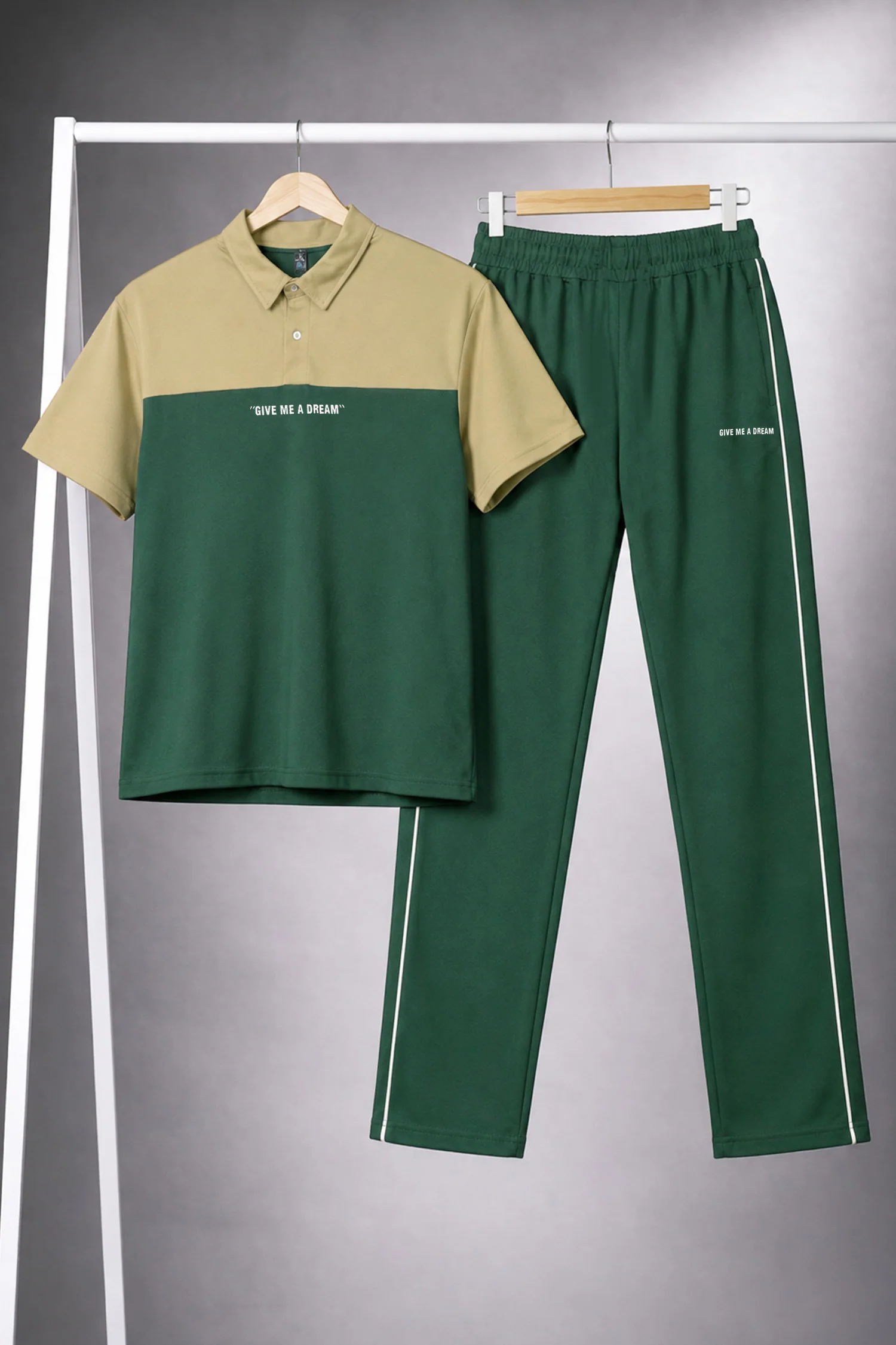 Turbo Colorblock Street Style Men's Co-Ord Set In Green