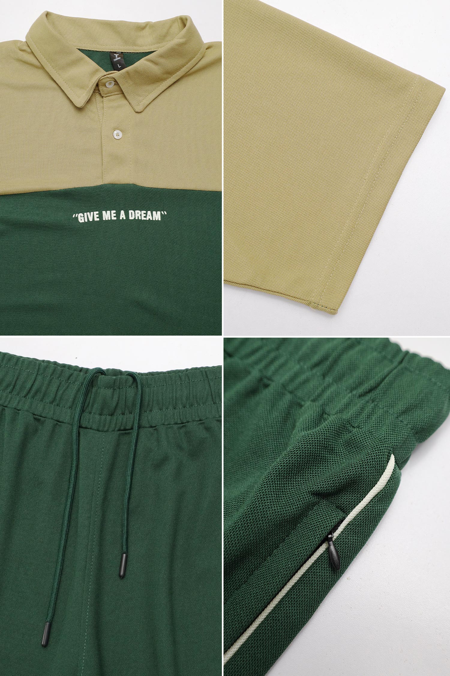 Turbo Colorblock Street Style Men's Co-Ord Set In Green - Image 2