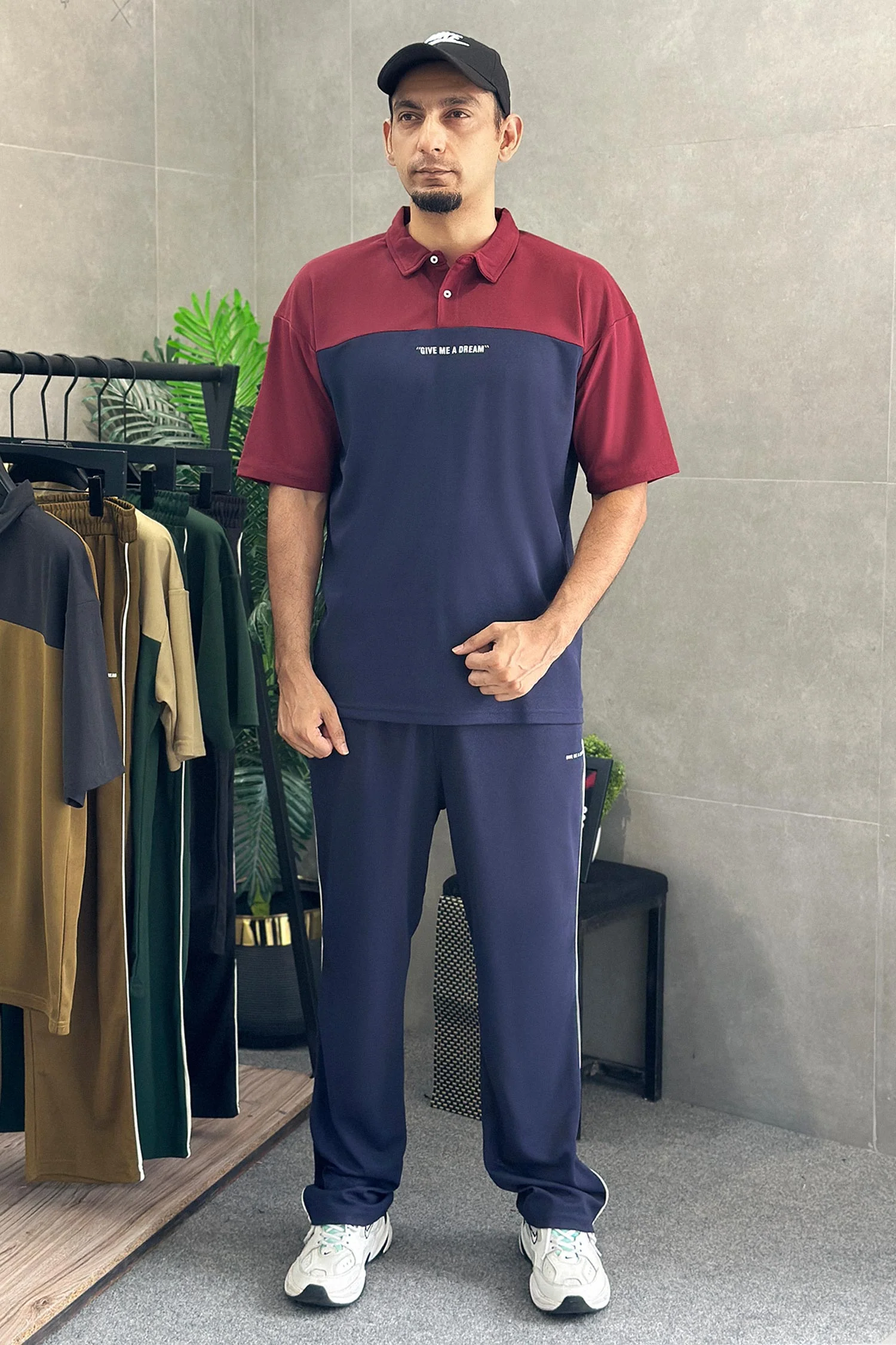 Turbo Colorblock Street Style Men's Co-Ord Set In Navy Blue
