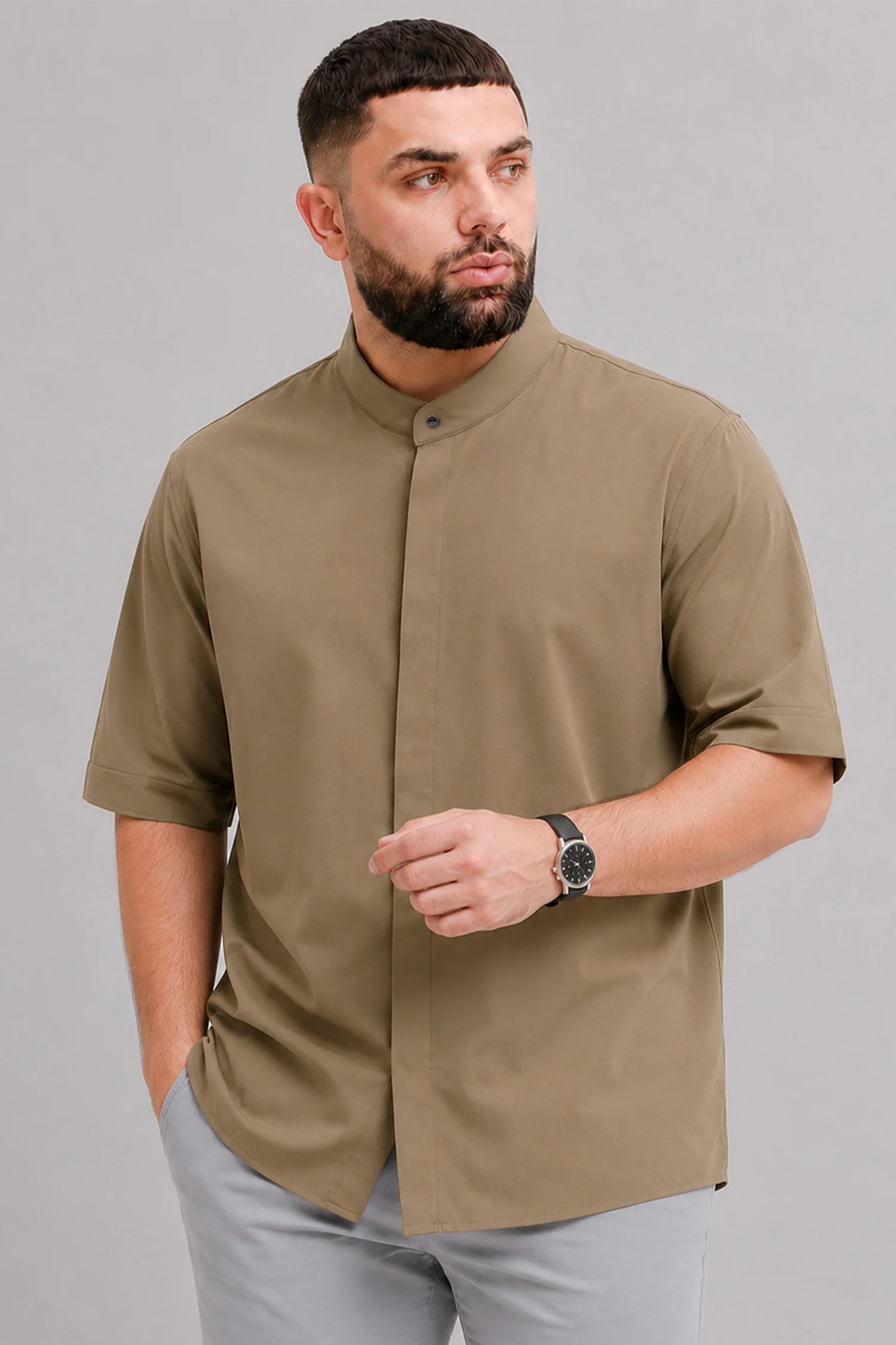 Turbo Concealed Button Placket Big & Tall Men's Casual OverShirt