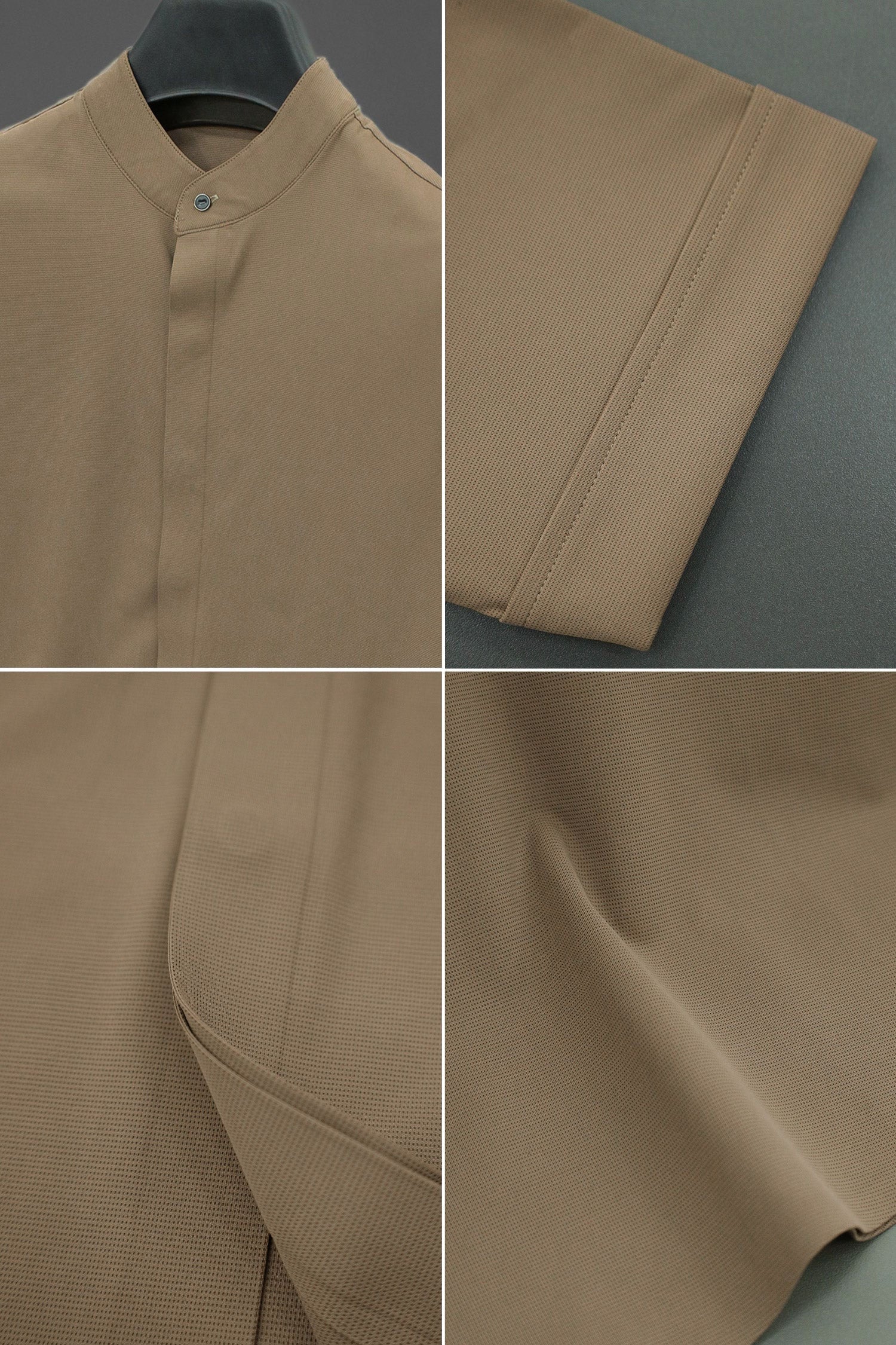 Turbo Concealed Button Placket Casual OverShirt In Light Brown - Image 3