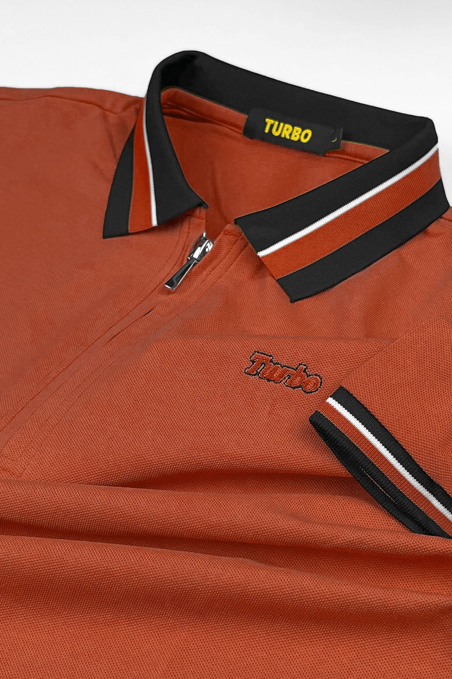Turbo Contrast Tone Zip Collar Men's Polo Shirt