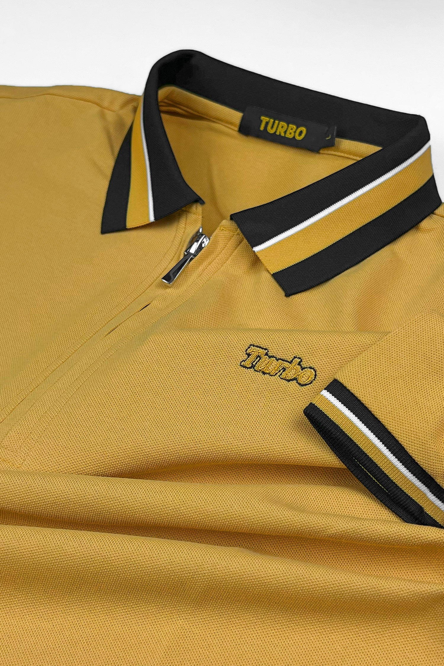 Turbo Contrast Tone Zip Collar Men's Polo Shirt - Image 6