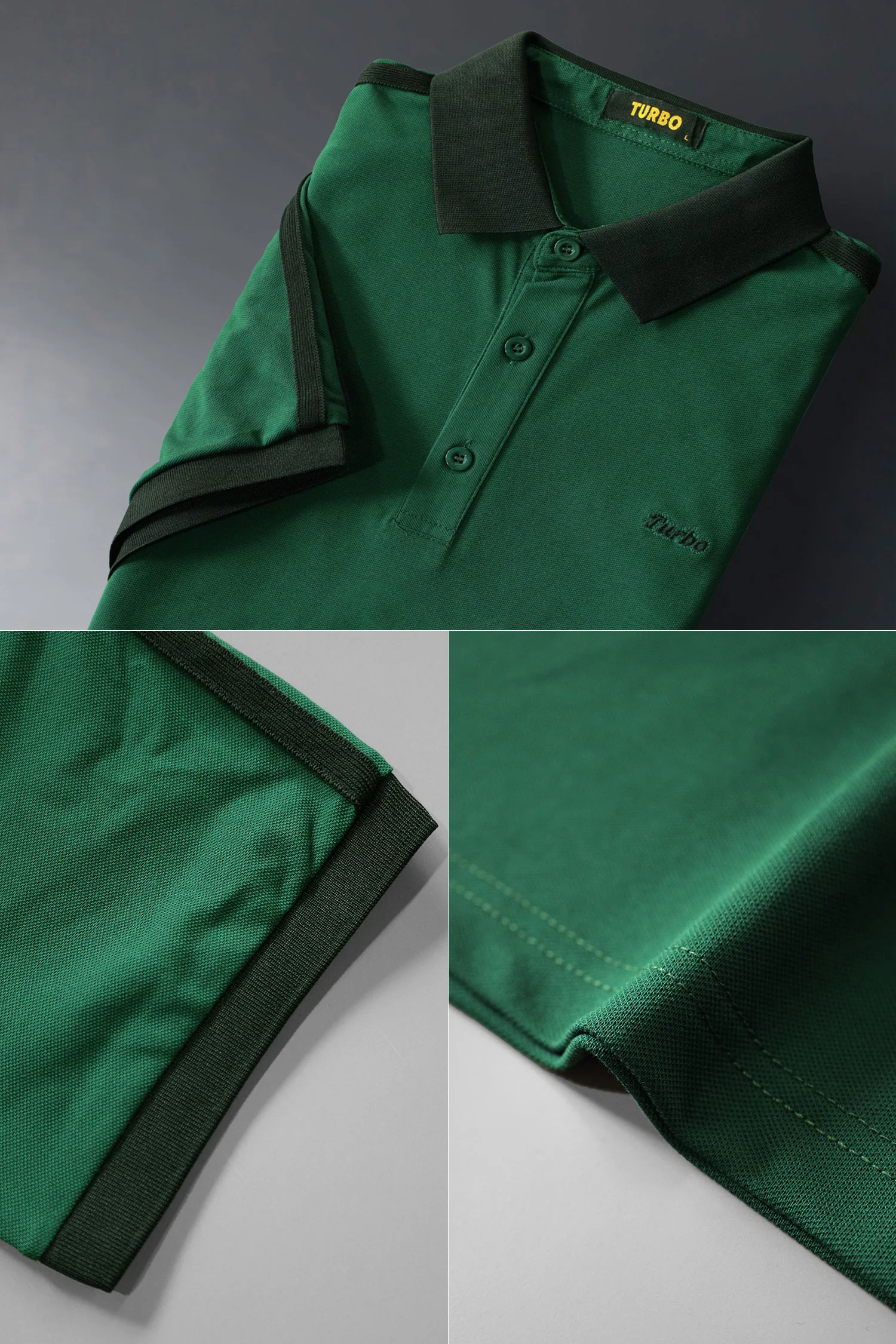 Turbo Contrasting Color Men's Polo Shirt - Image 6