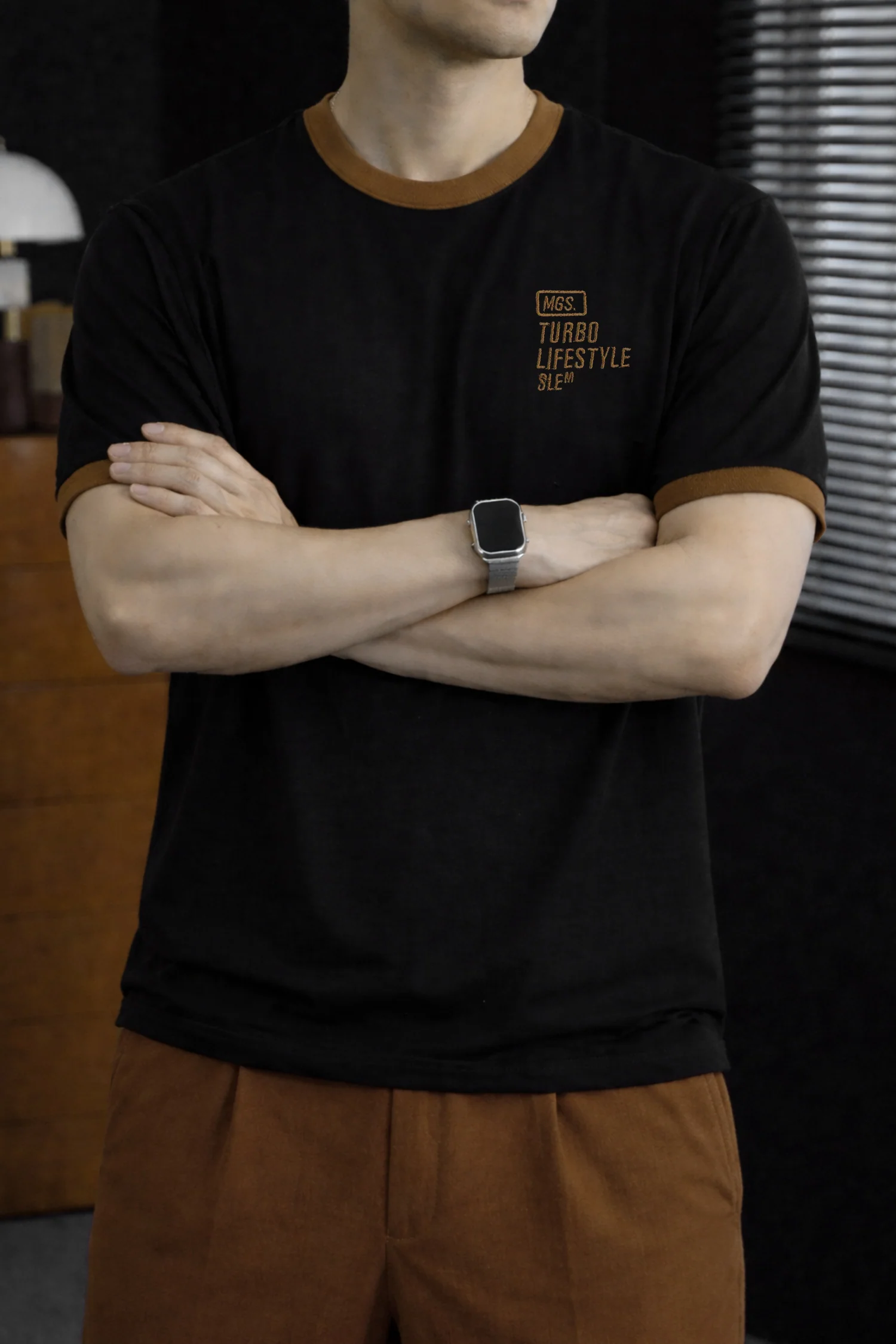 Turbo Contrasting Round Neck Tee - Image 7