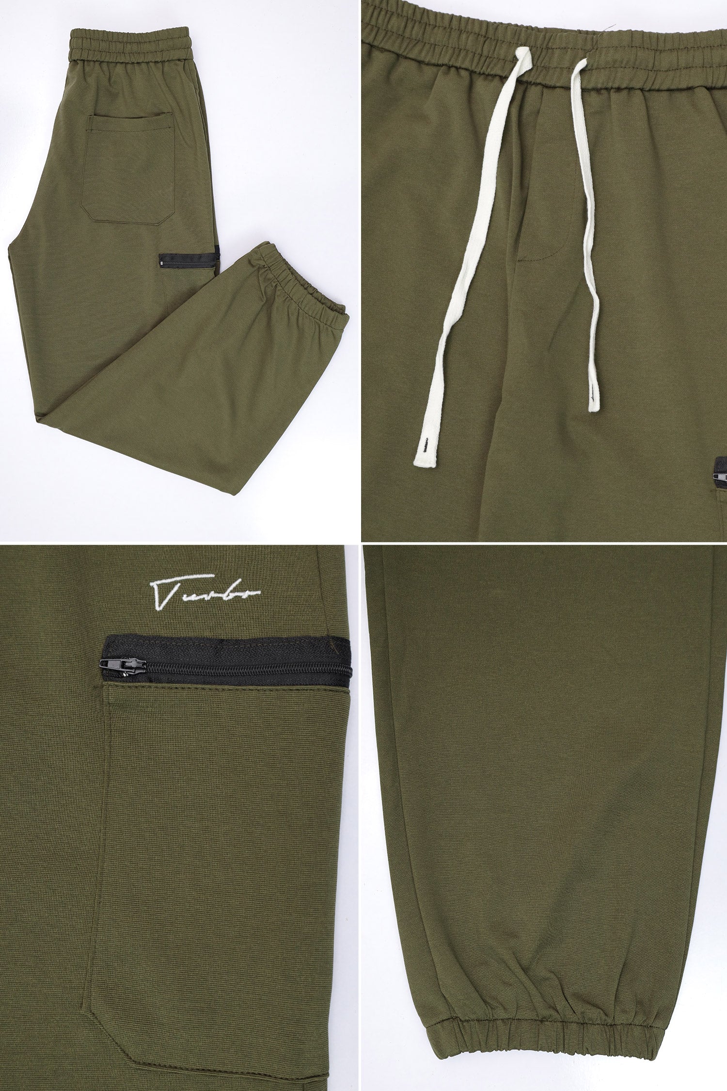 Turbo Cotton Zip Pocket Style Trouser In Olive - Image 3