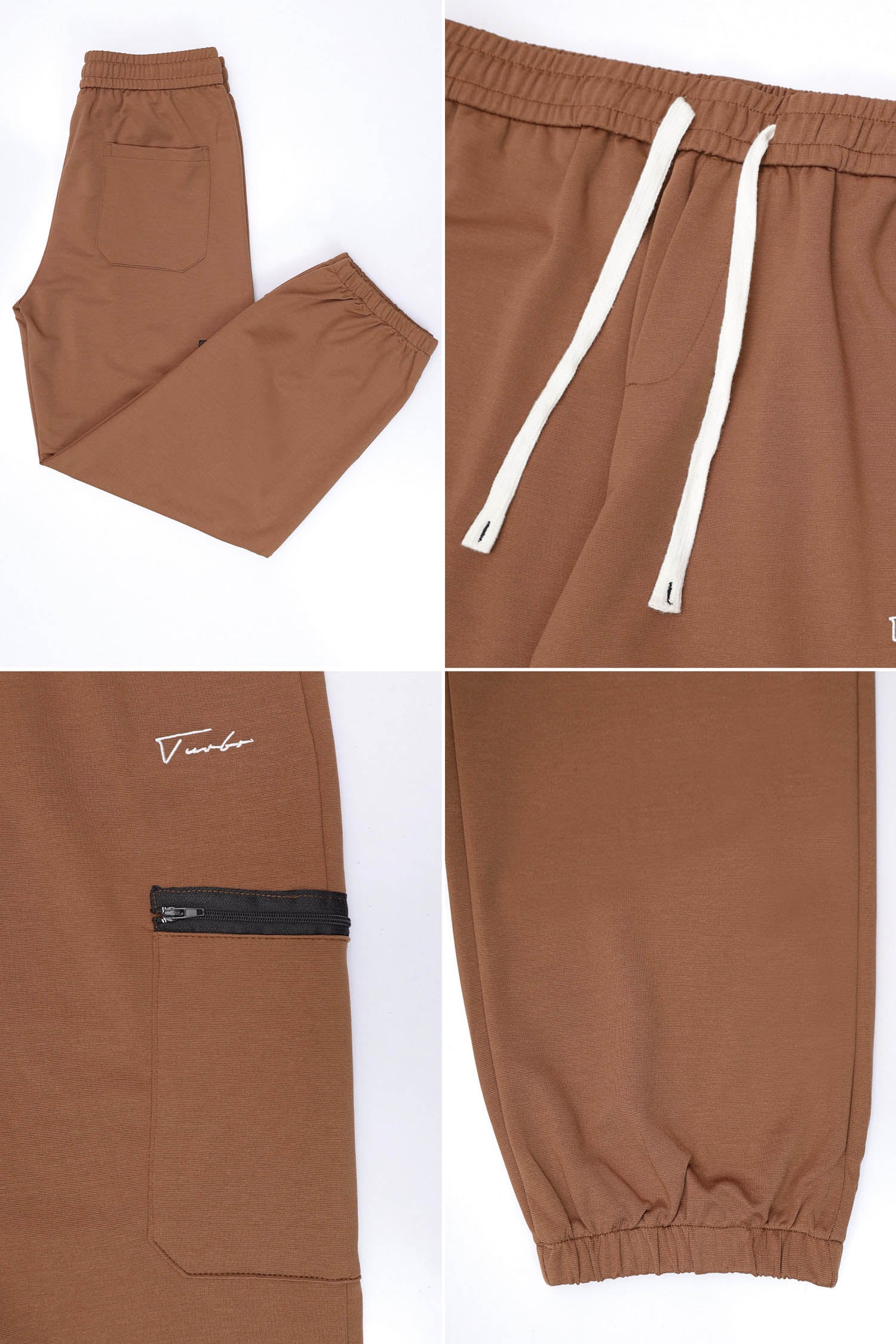Turbo Cotton Zip Pocket Style Trouser In Red Brick - Image 3
