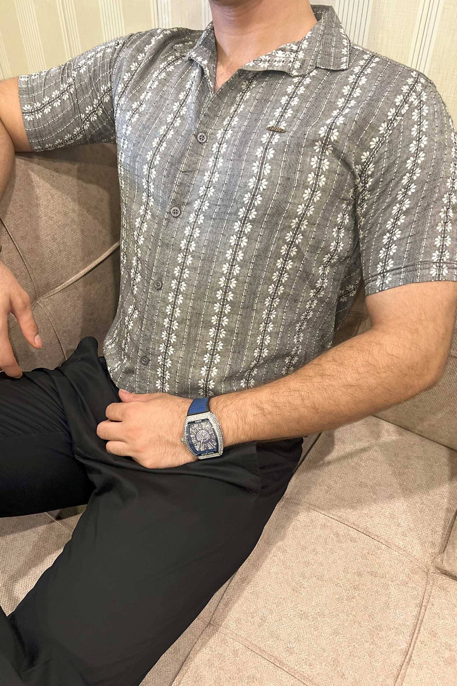 Turbo Cubin Textured Striped Casual Shirt - Image 5