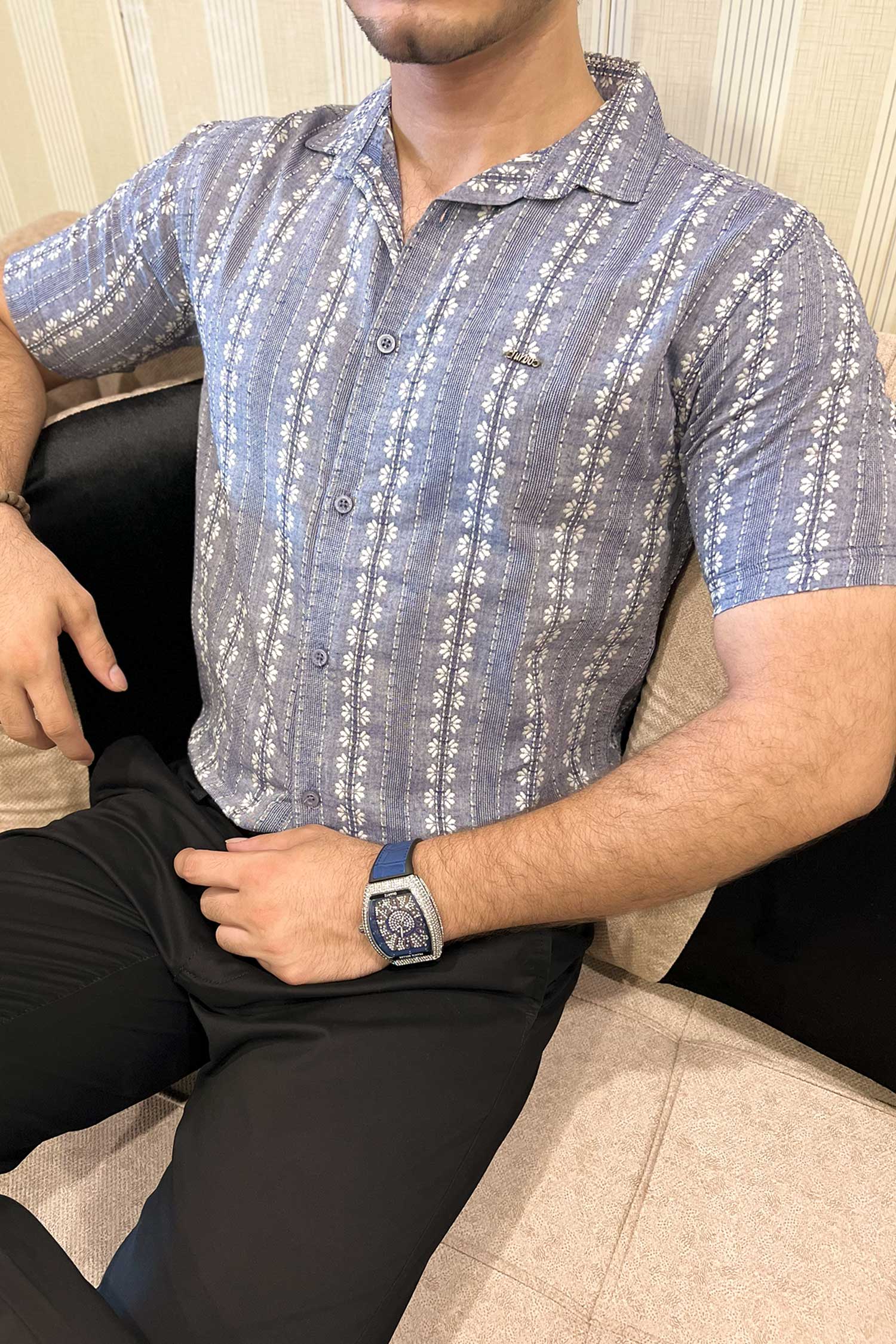 Turbo Cubin Textured Striped Casual Shirt - Image 7