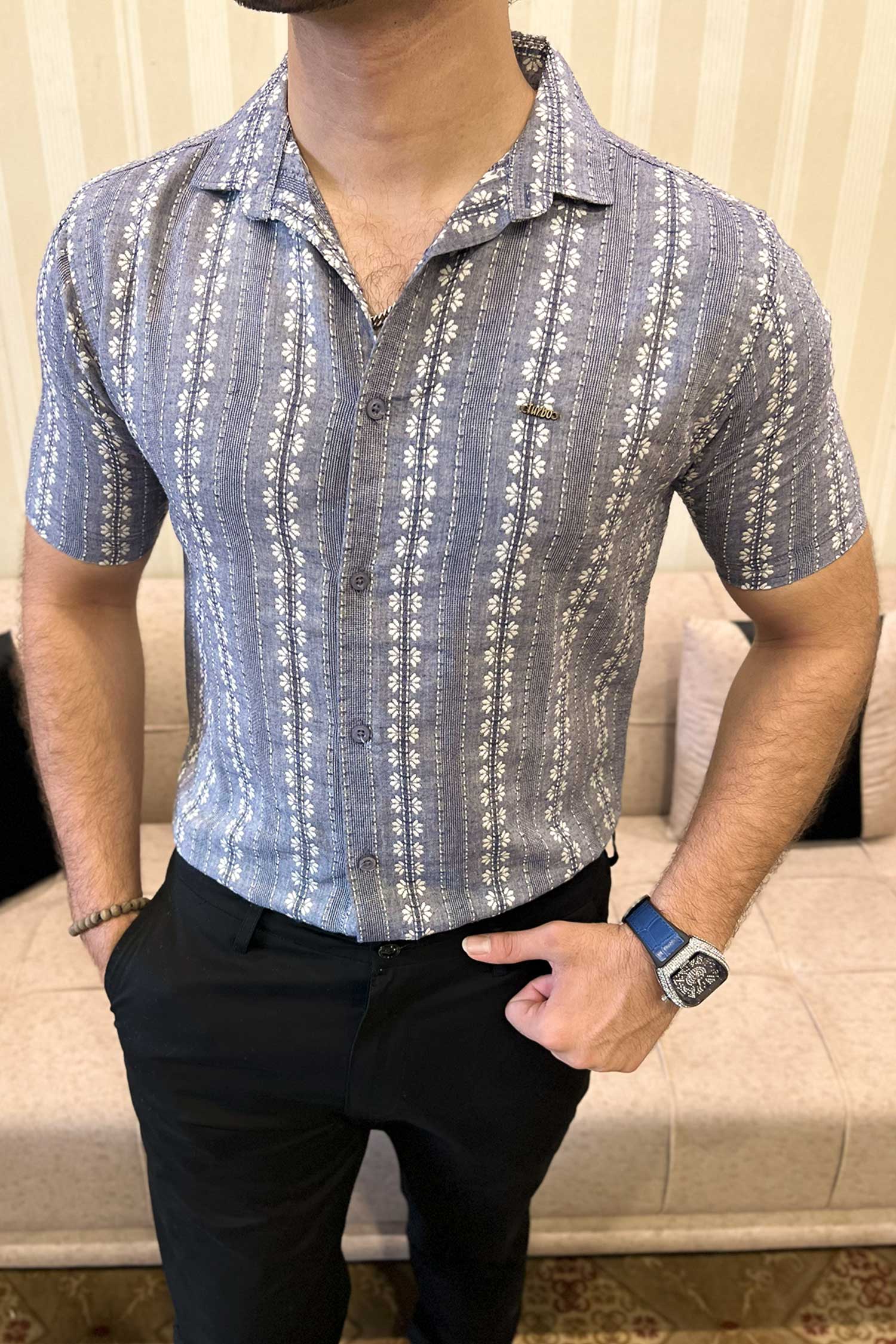 Turbo Cubin Textured Striped Casual Shirt - Image 8