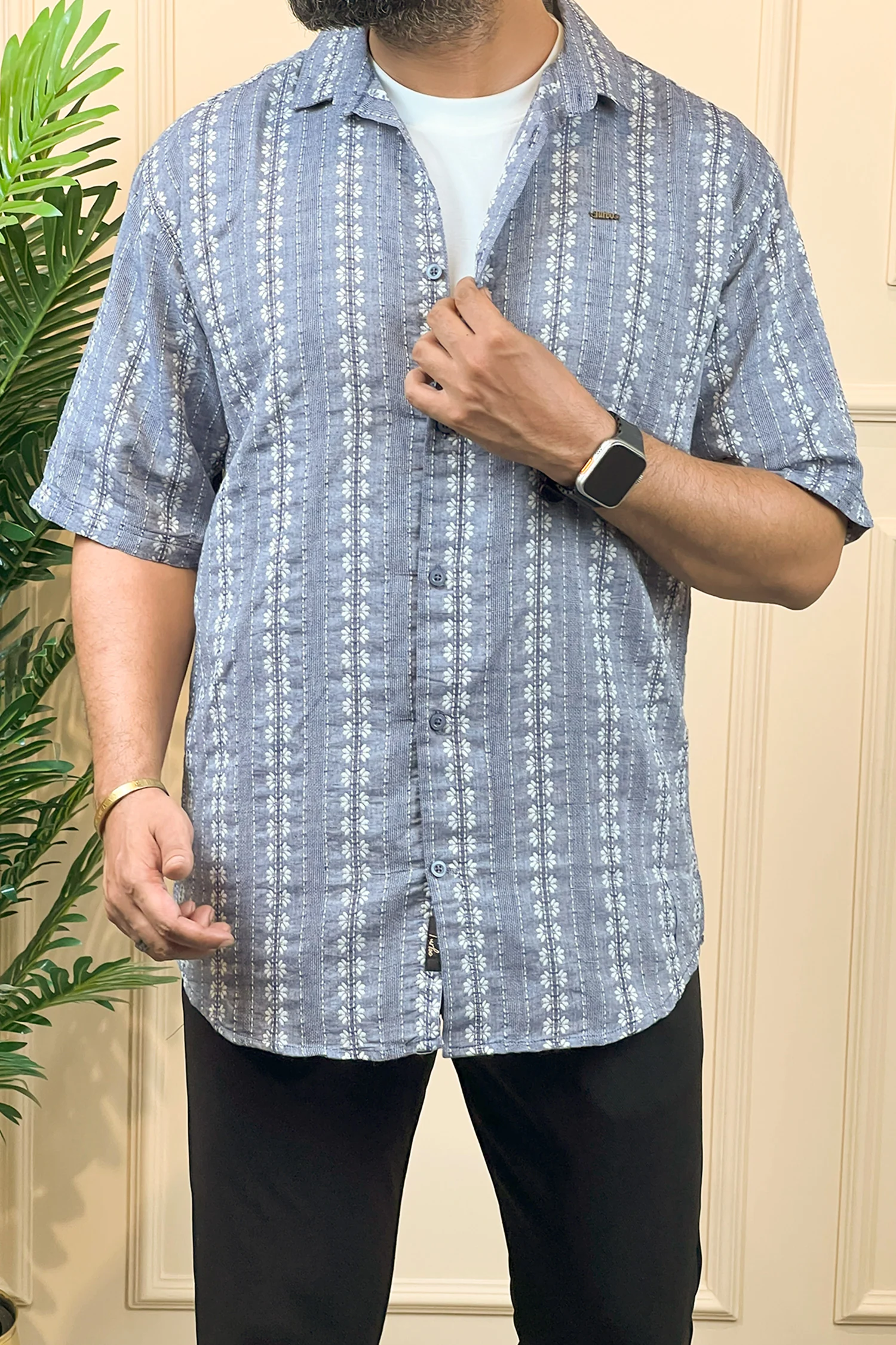 Turbo Cubin Textured Striped Casual Shirt In Light Purple - Image 3