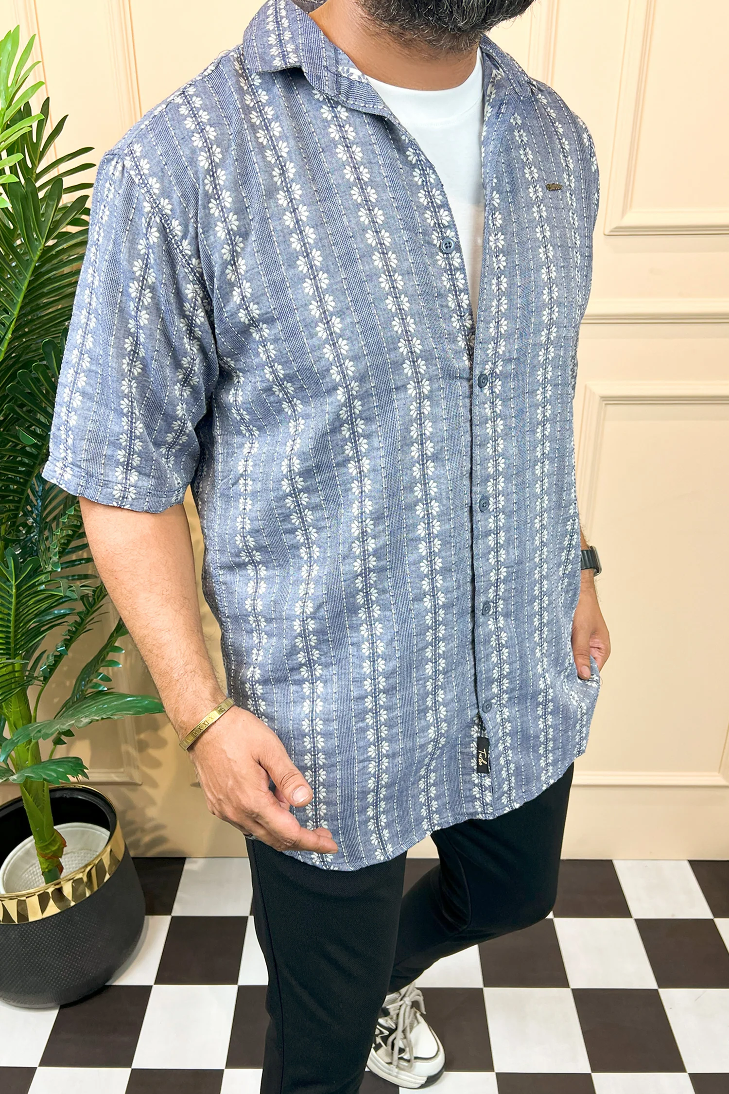 Turbo Cubin Textured Striped Casual Shirt - Image 6