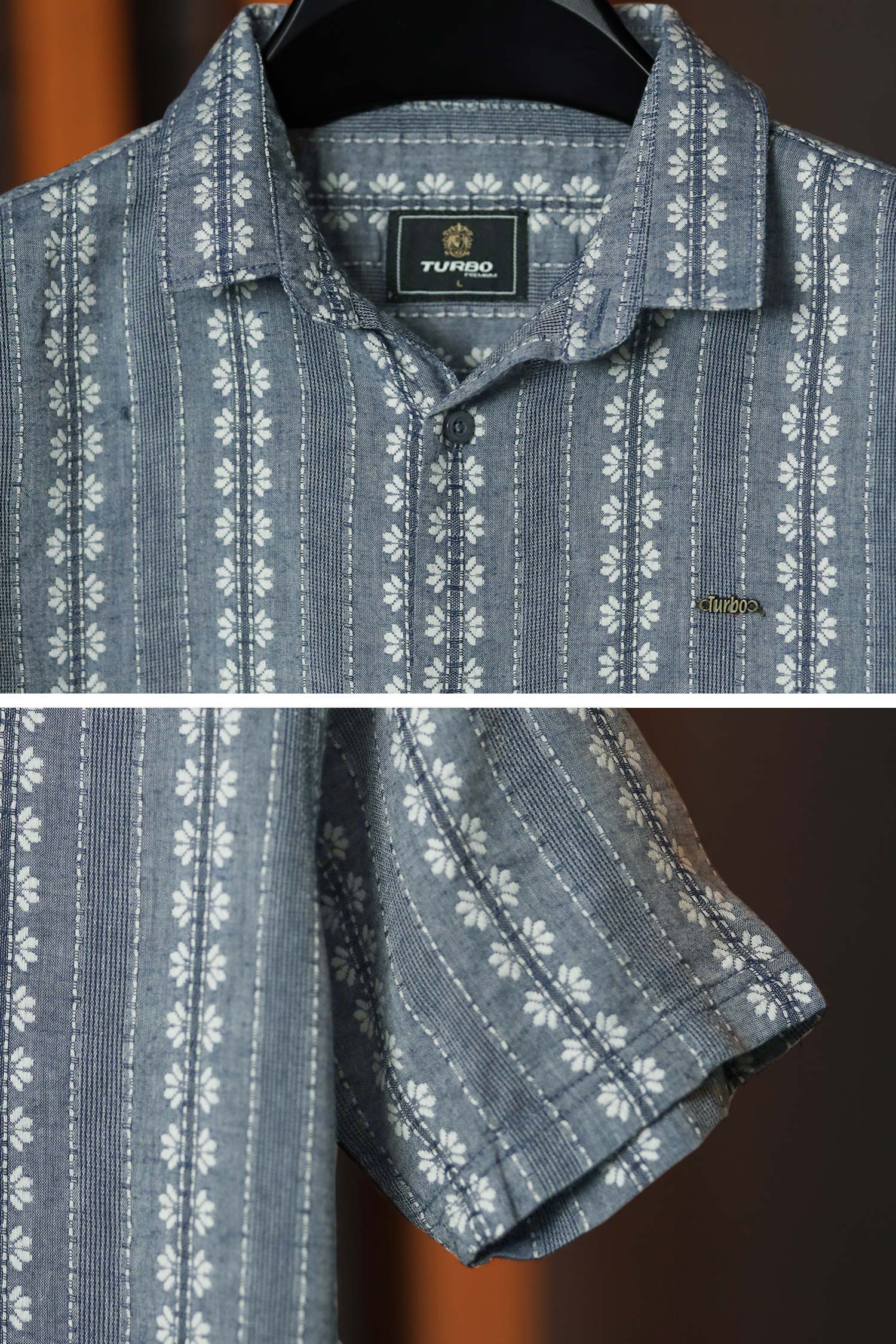 Turbo Cubin Textured Striped Casual Shirt In Light Purple - Image 3