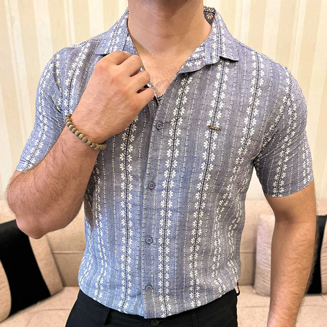 Turbo Cubin Textured Striped Casual Shirt In Light Purple - Image 2