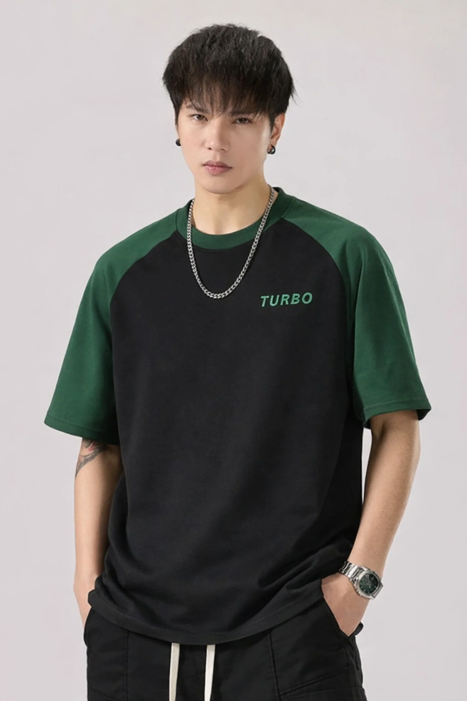 Turbo Culture Relaxed Color-Blocked Tee In Black