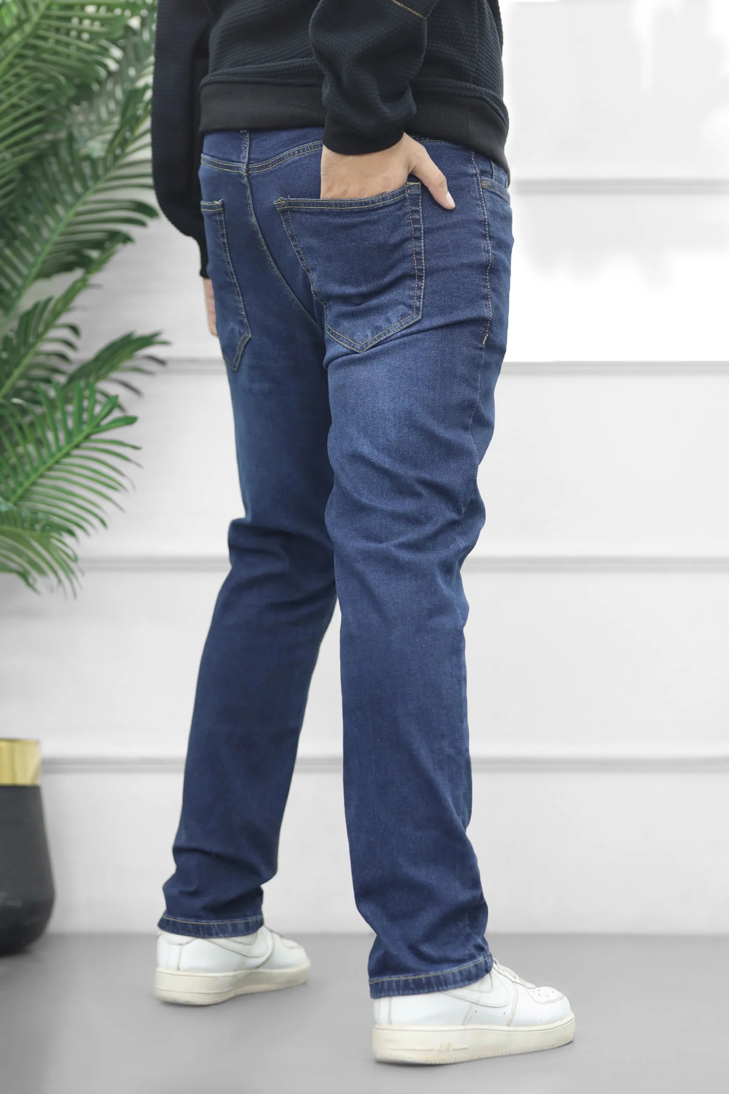 Turbo 'Slim Taper' Slim-Fit Jeans In Dark Blue - Image 3