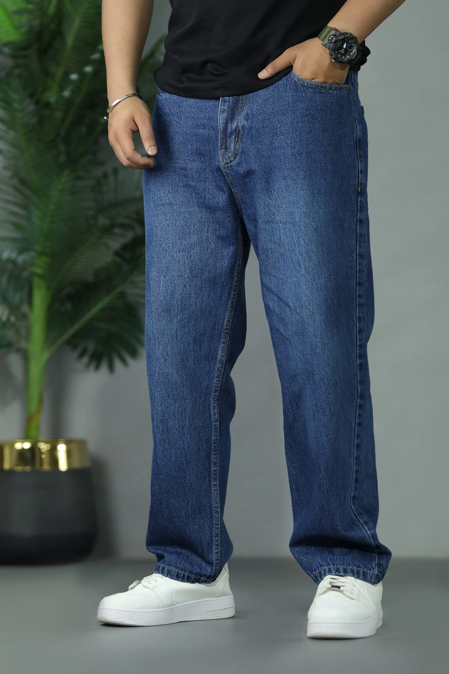Turbo Denim Look Men Relaxed Fit Baggy Jeans - Image 2