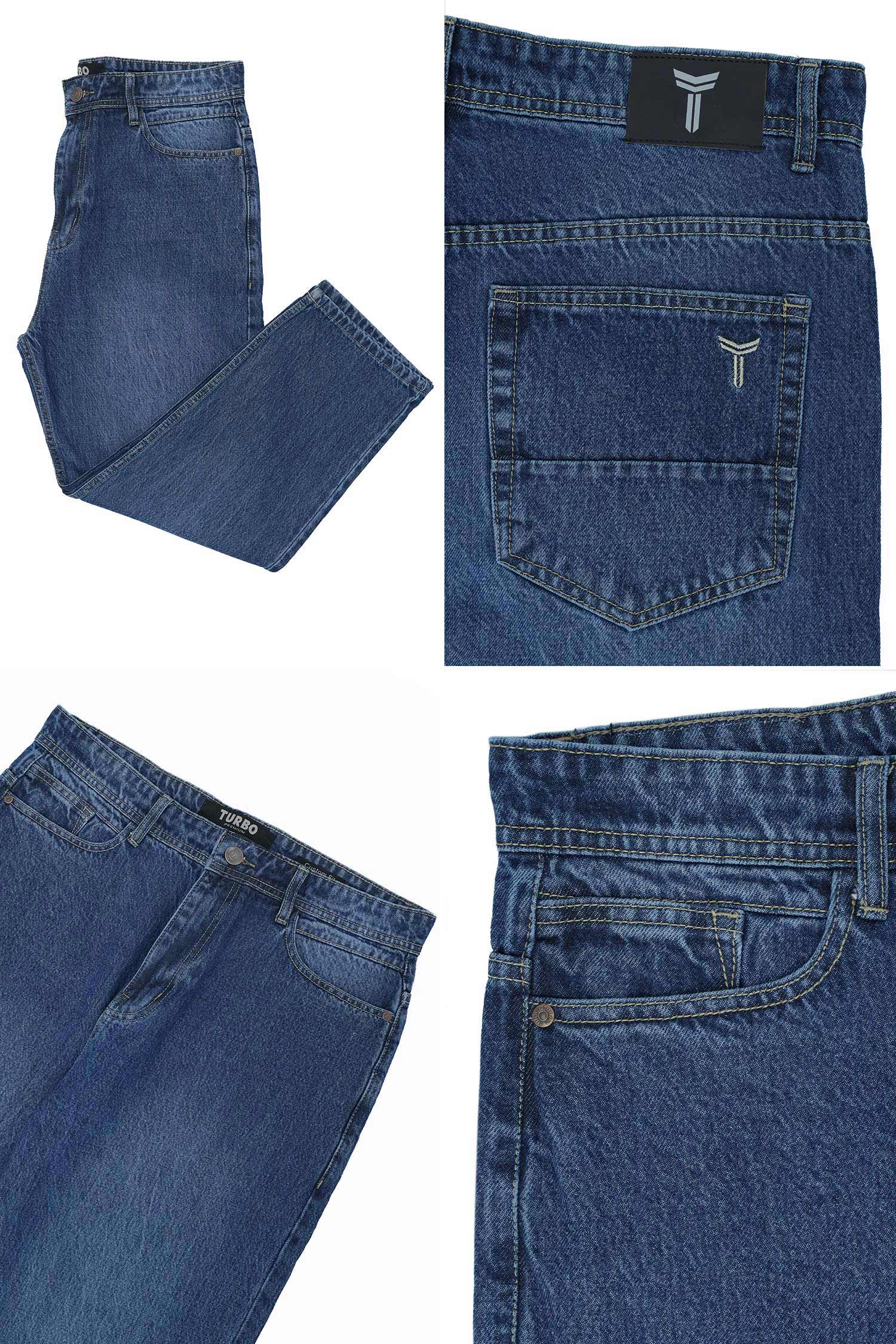 Turbo Denim Look Men Relaxed Fit Baggy Jeans - Image 4