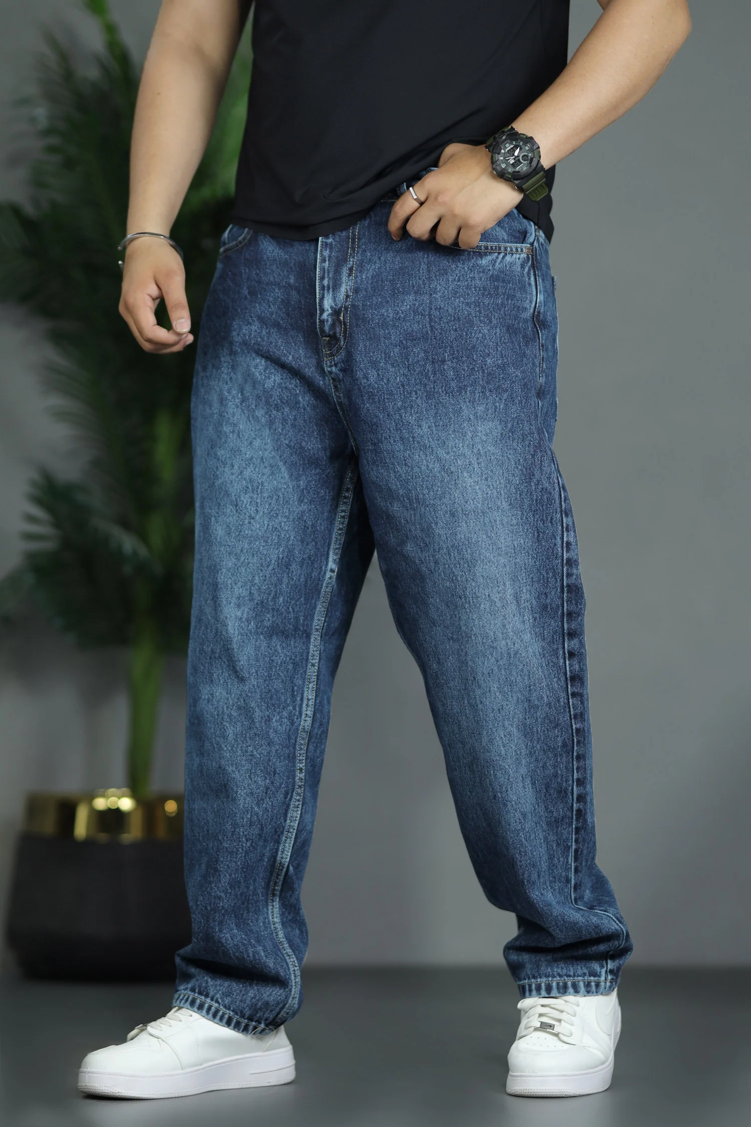 Turbo Denim Look Men Relaxed Fit Baggy Jeans - Image 9