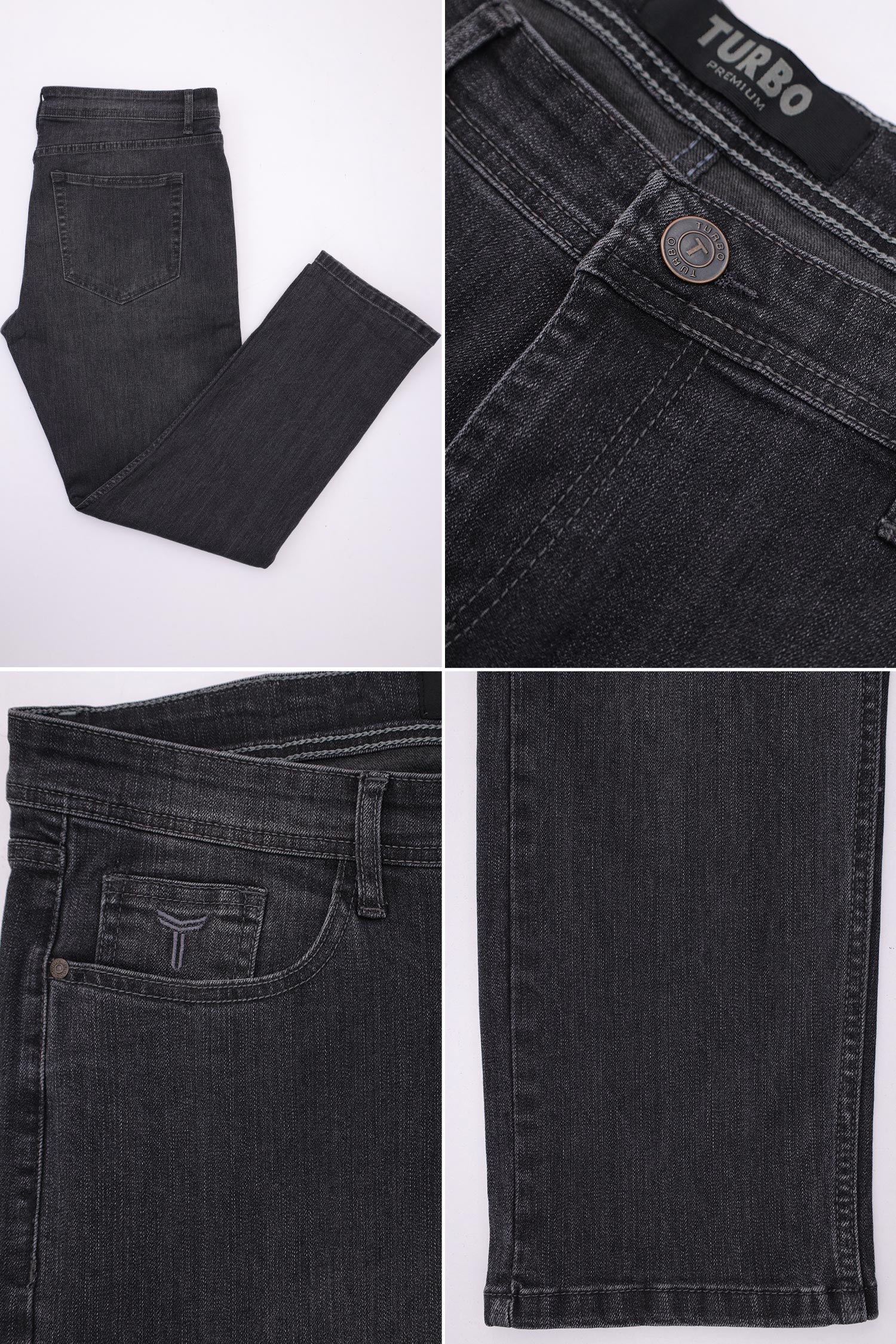 Turbo Smart-Fit Denim Jean In Charcoal - Image 4