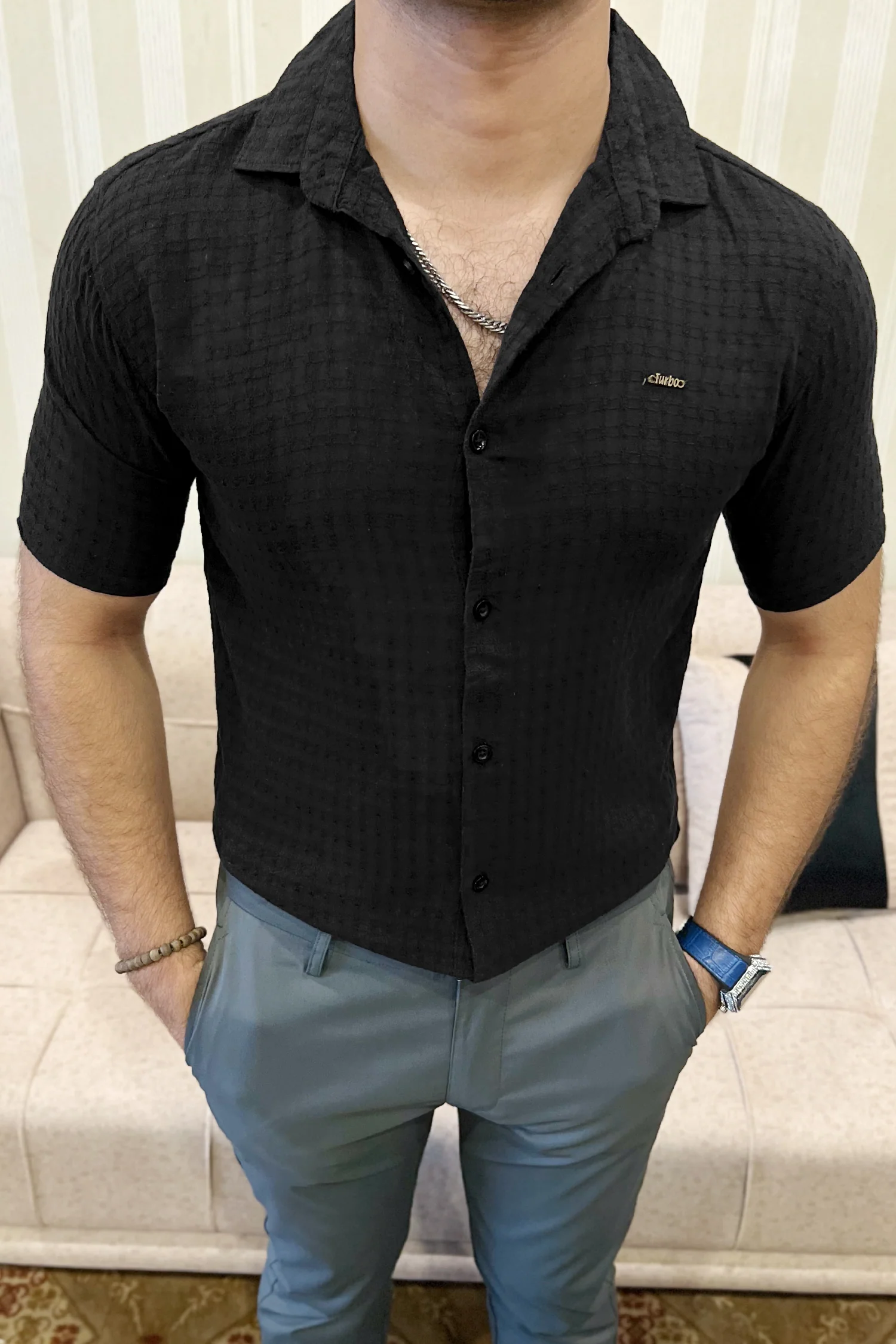 Turbo Designer Motif Embossed Casual Shirt - Image 11