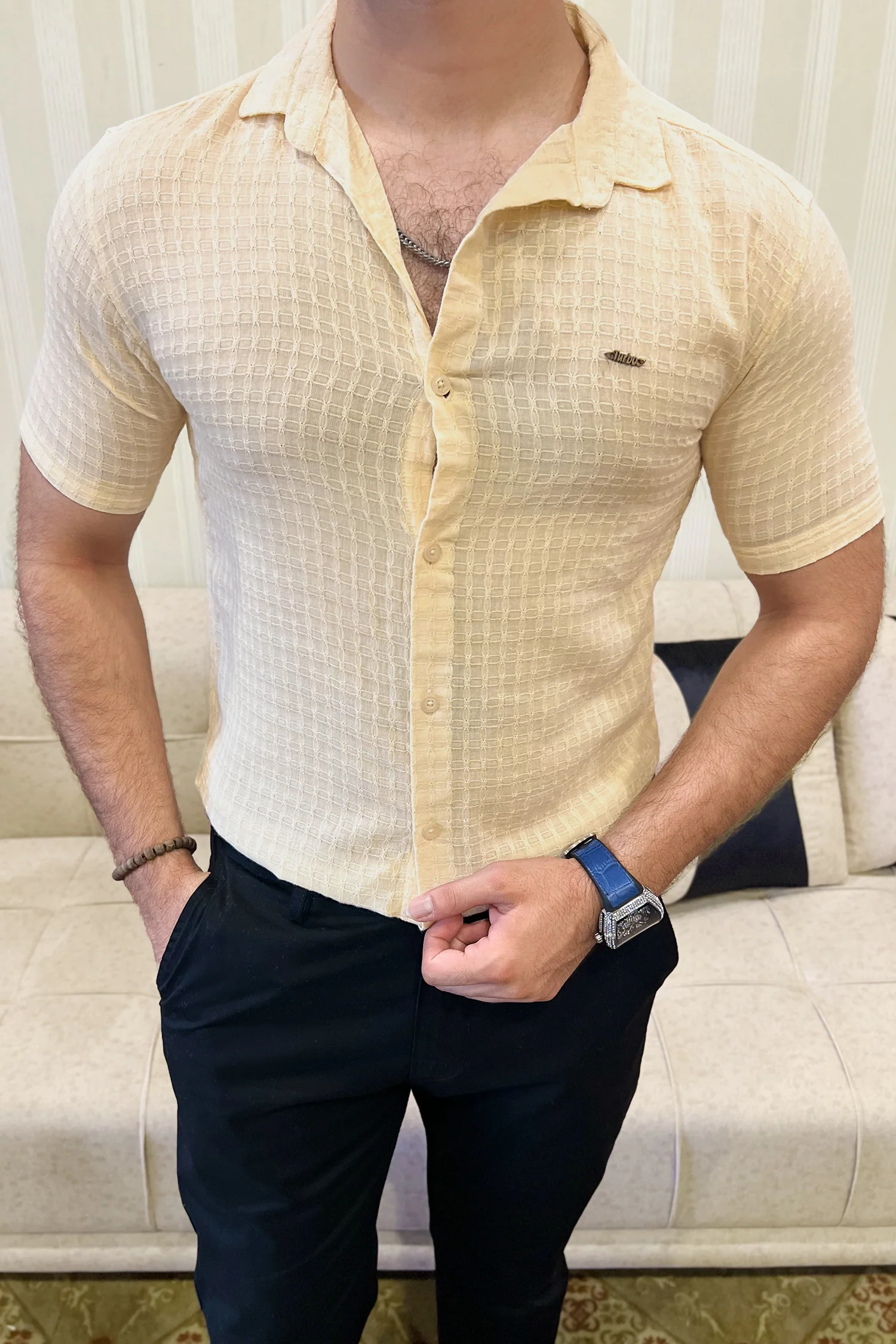 Turbo Designer Motif Embossed Casual Shirt - Image 7