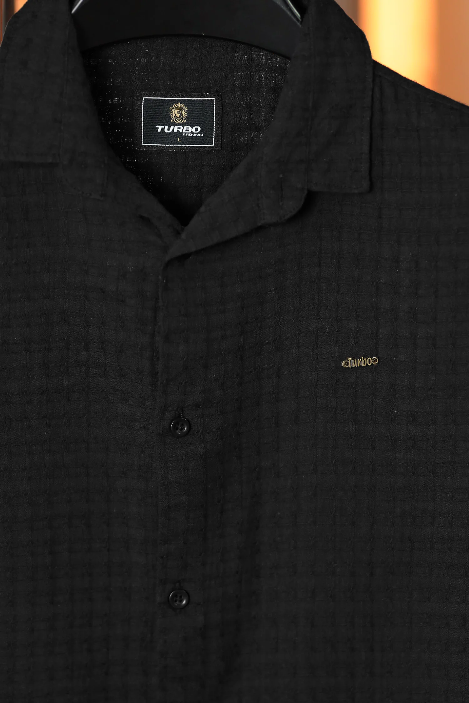 Turbo Designer Motif Embossed Casual Shirt In Black - Image 2