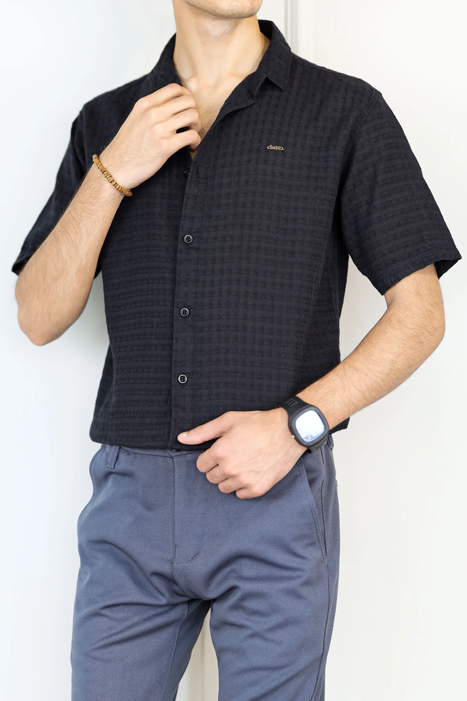 Turbo Designer Motif Embossed Casual Shirt - Image 11