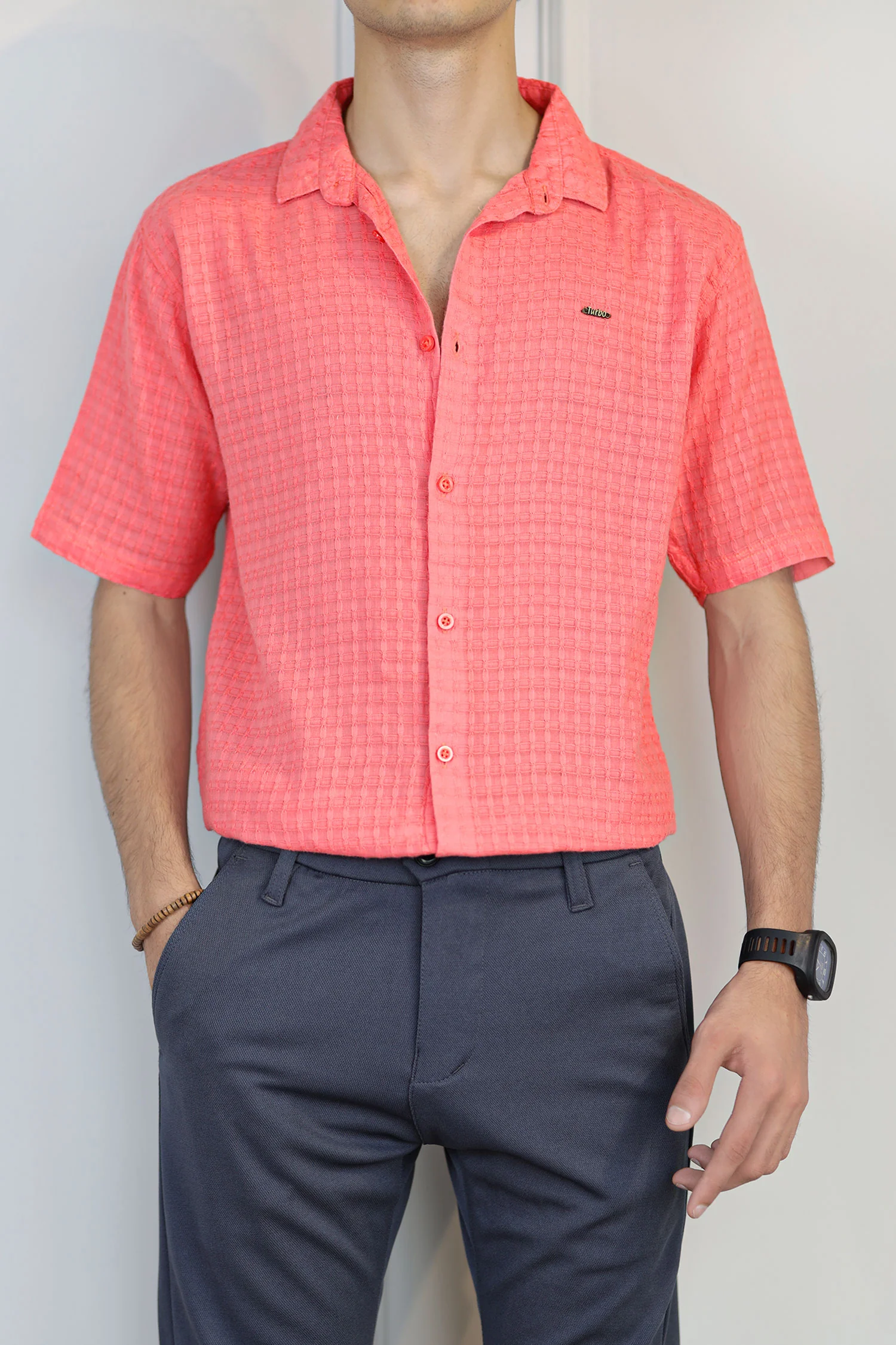 Turbo Designer Motif Embossed Casual Shirt - Image 4