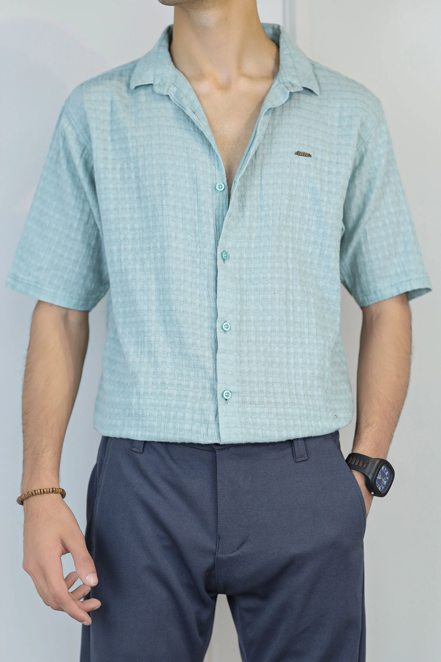 Turbo Designer Motif Embossed Casual Shirt - Image 14