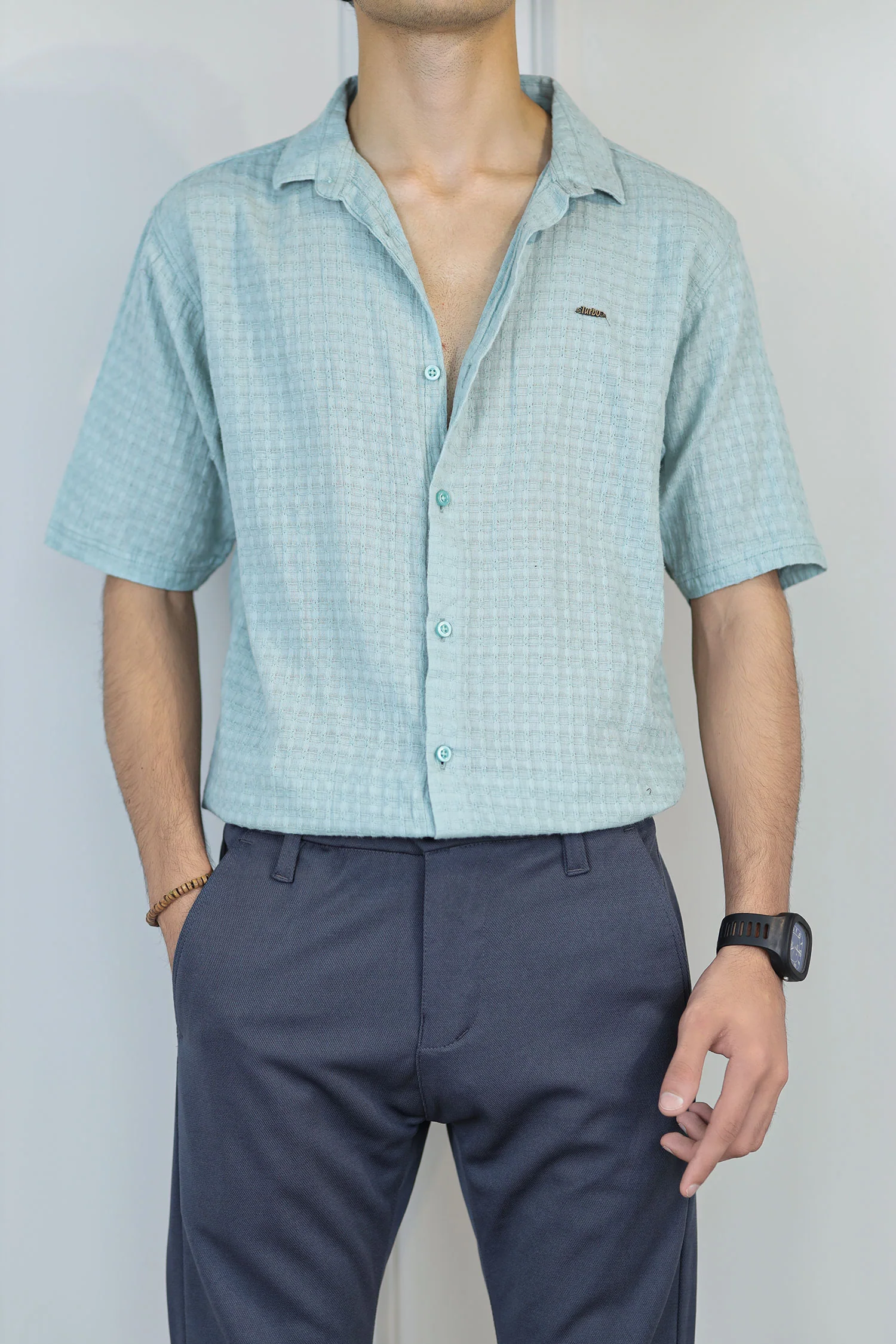 Turbo Designer Motif Embossed Casual Shirt - Image 16