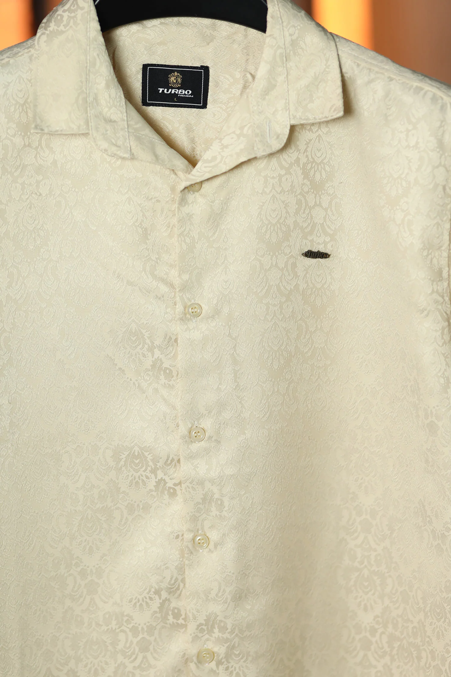 Turbo Designer Motif Floral Casual Shirt In Creem - Image 2